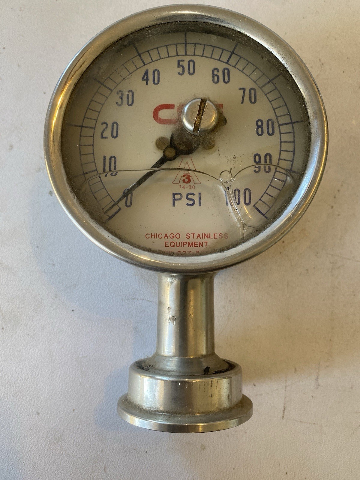 CSE Pharma-Flow 0-100 PSI Sanitary Pressure Gauge 3.5” Tri-Clamp Stainless Steel