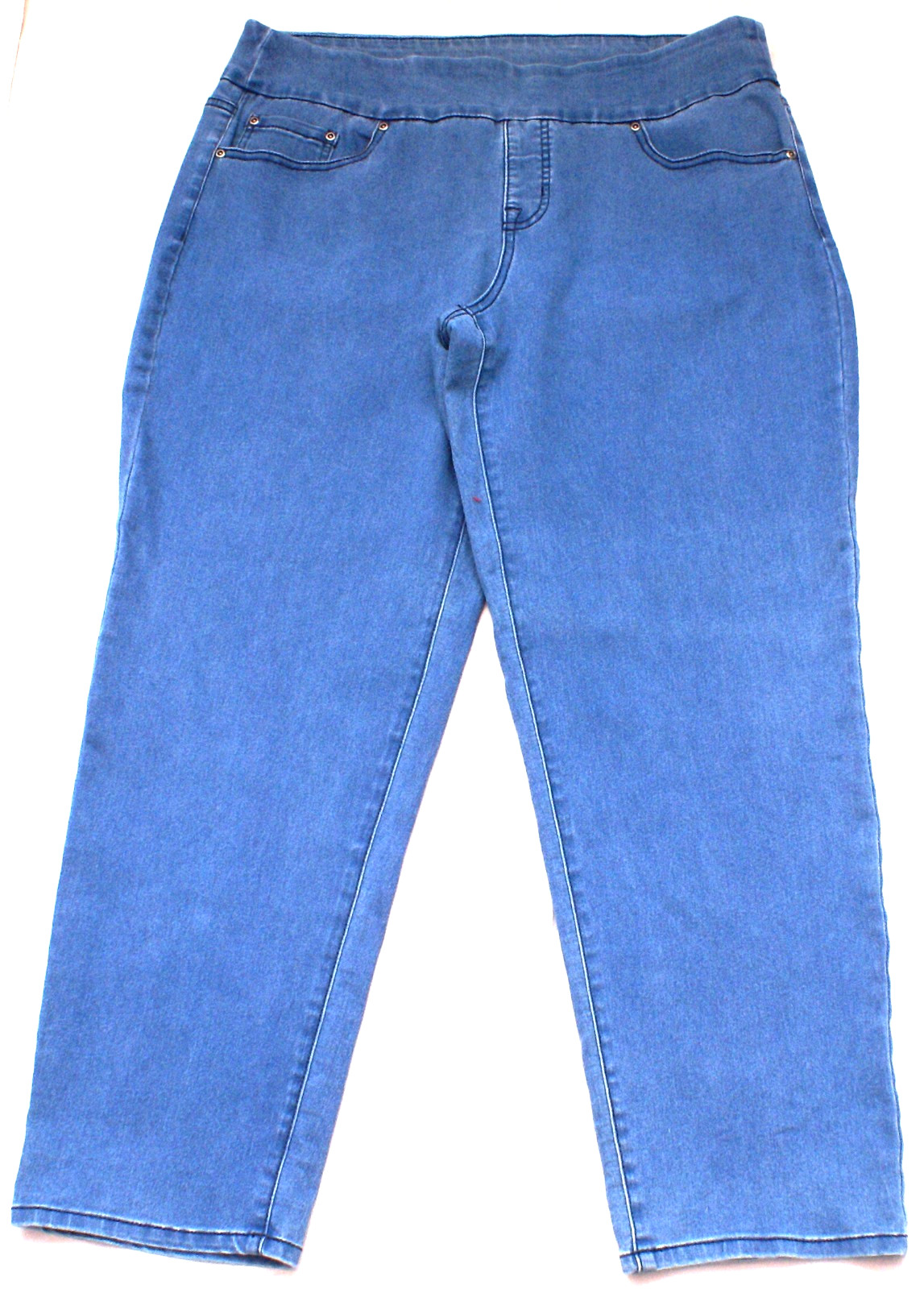 White Stag Pull On Denim Jeans Tapered Leg Elastic Waist Womens XL 16-18 (36X28)