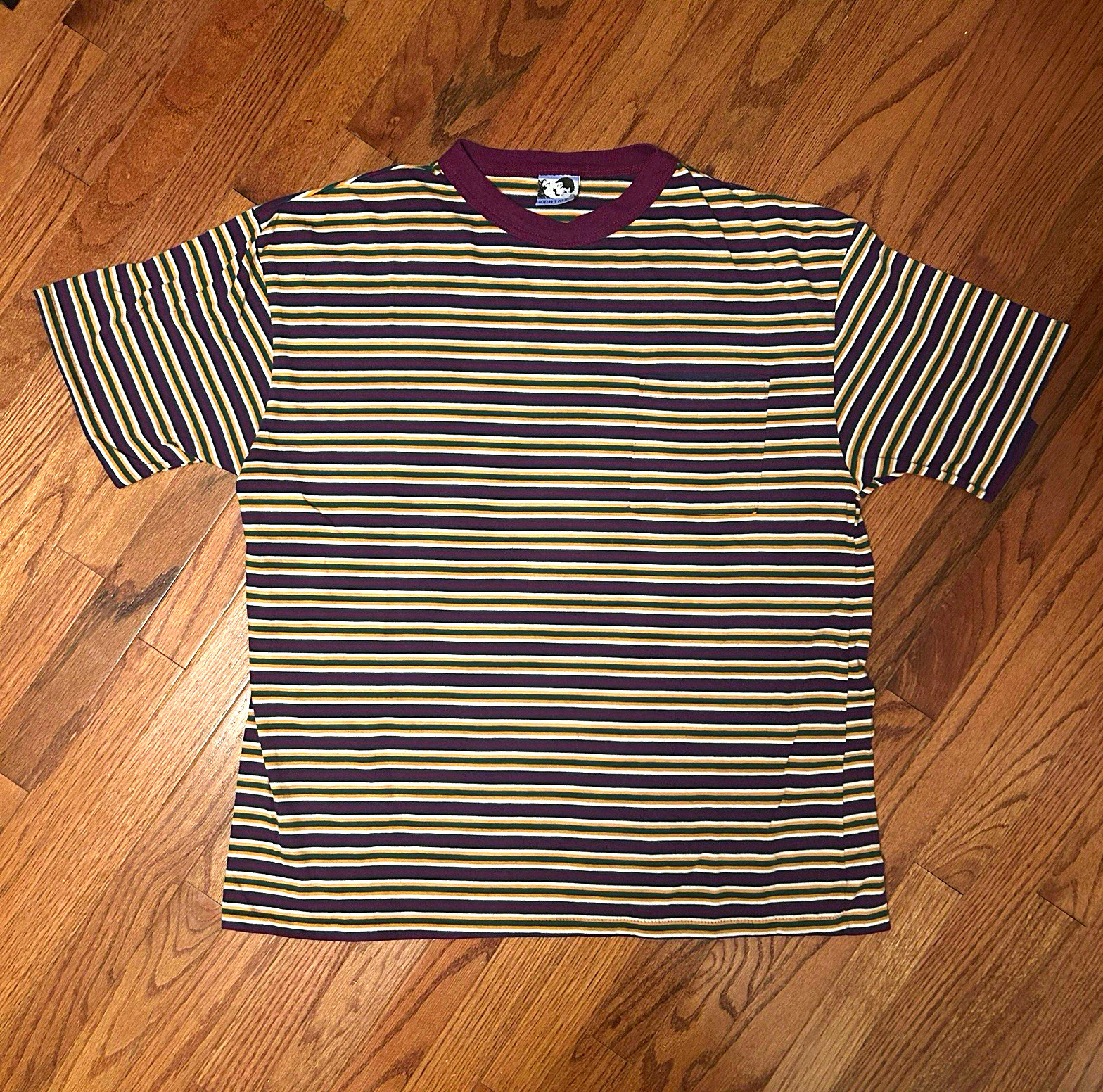 Vintage Today\'s News Striped Pocket T-Shirt Tagged XXL Fits XL