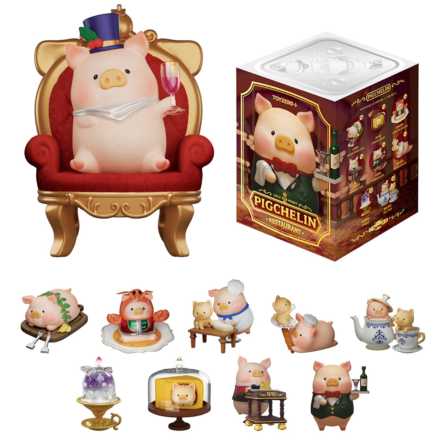 TOP Lulu The Piggy Blind Box Figures - Pigchelin Restaurant Series Toys