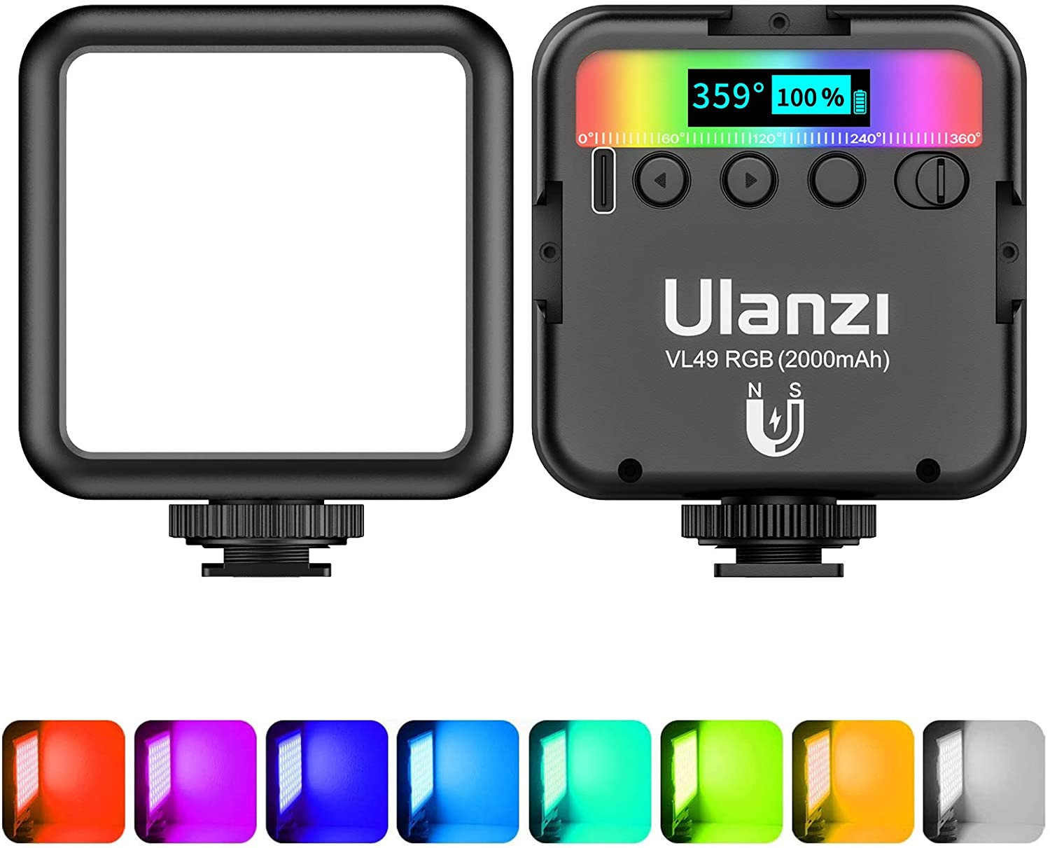ULANZI VL49 RGB Video Lights LED Camera Light with 3 Cold Shoe & 1/4 Screw | 250
