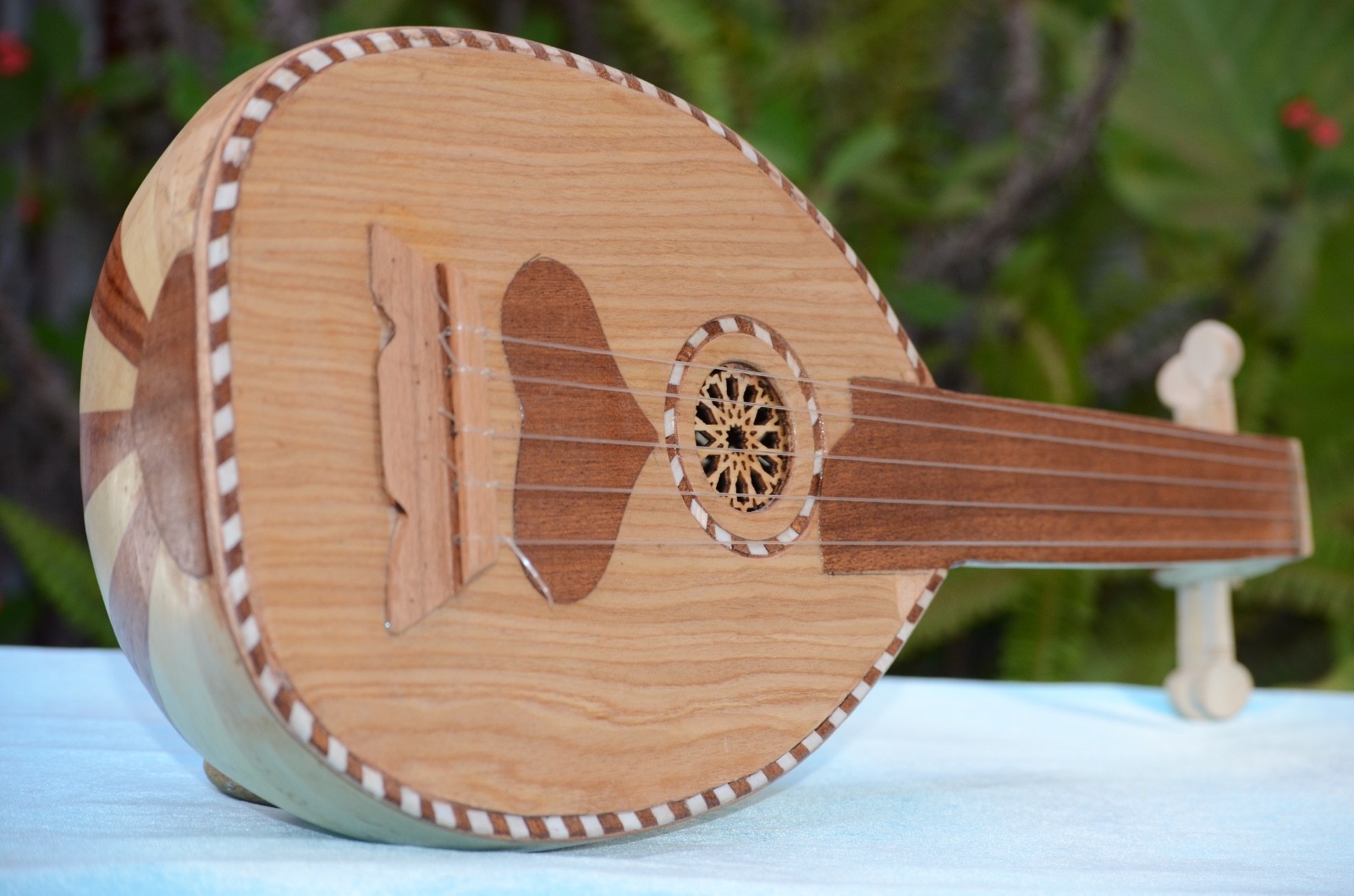 VTG Musical Instrument Al-Oud Moroccan Wooden Handcrafted Traditional Oud Decor
