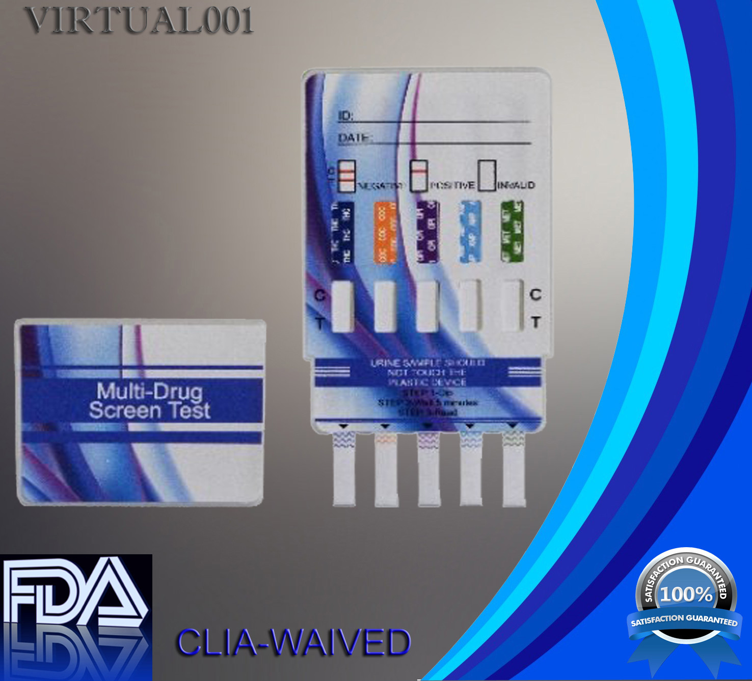 100 Pack 5 Panel Dip Card Drug Test: AMP, COC, mAMP, OPI, THC-FDA-CLIA 100 Pack 5 Panel Dip Card Drug Test: AMP, COC, mAMP, OPI, THC-FDA-CLIA