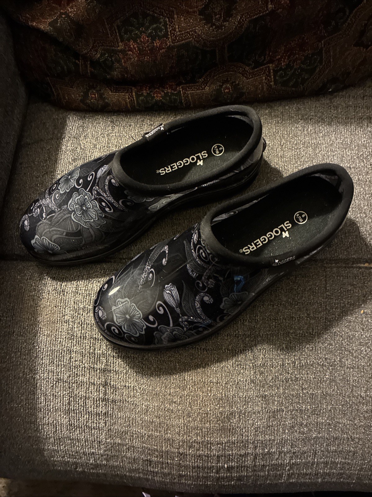 Women’s Sloggers Black & Gray Waterproof Garden Shoes SZ 9 Brand New