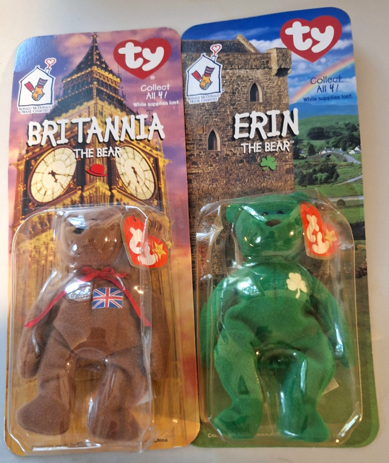 Lot of 2 Ty Beanie Babies 1997 McDonald's RMHC Bears - Britannia Erin NEW SEALED Lot of 2 Ty Beanie Babies 1997 McDonald's RMHC Bears - Britannia Erin NEW SEALED