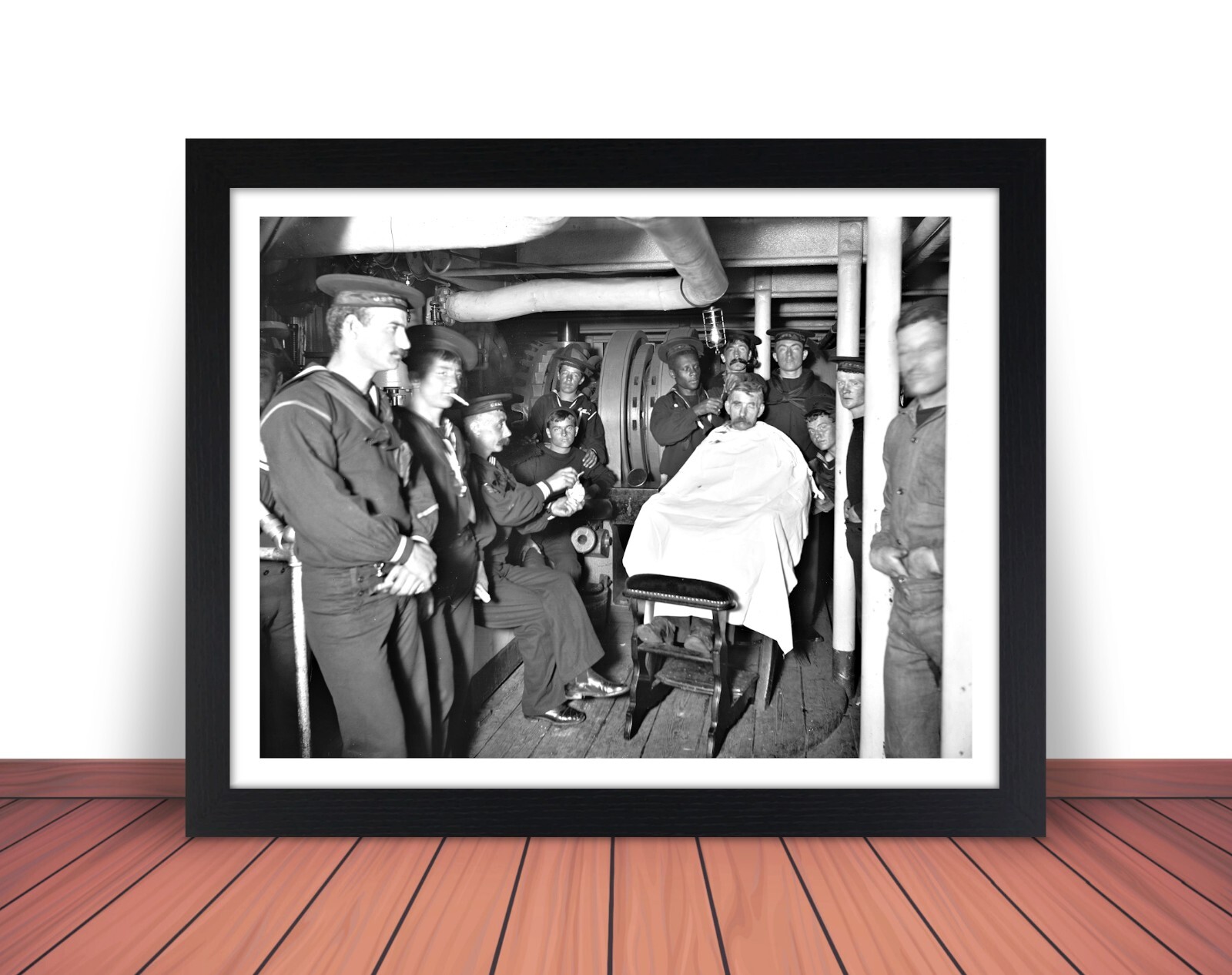 Framed c.1900 USS BROOKLYN Navy Barbershop Photo Picture - 8x10 or 11x14 (W7)