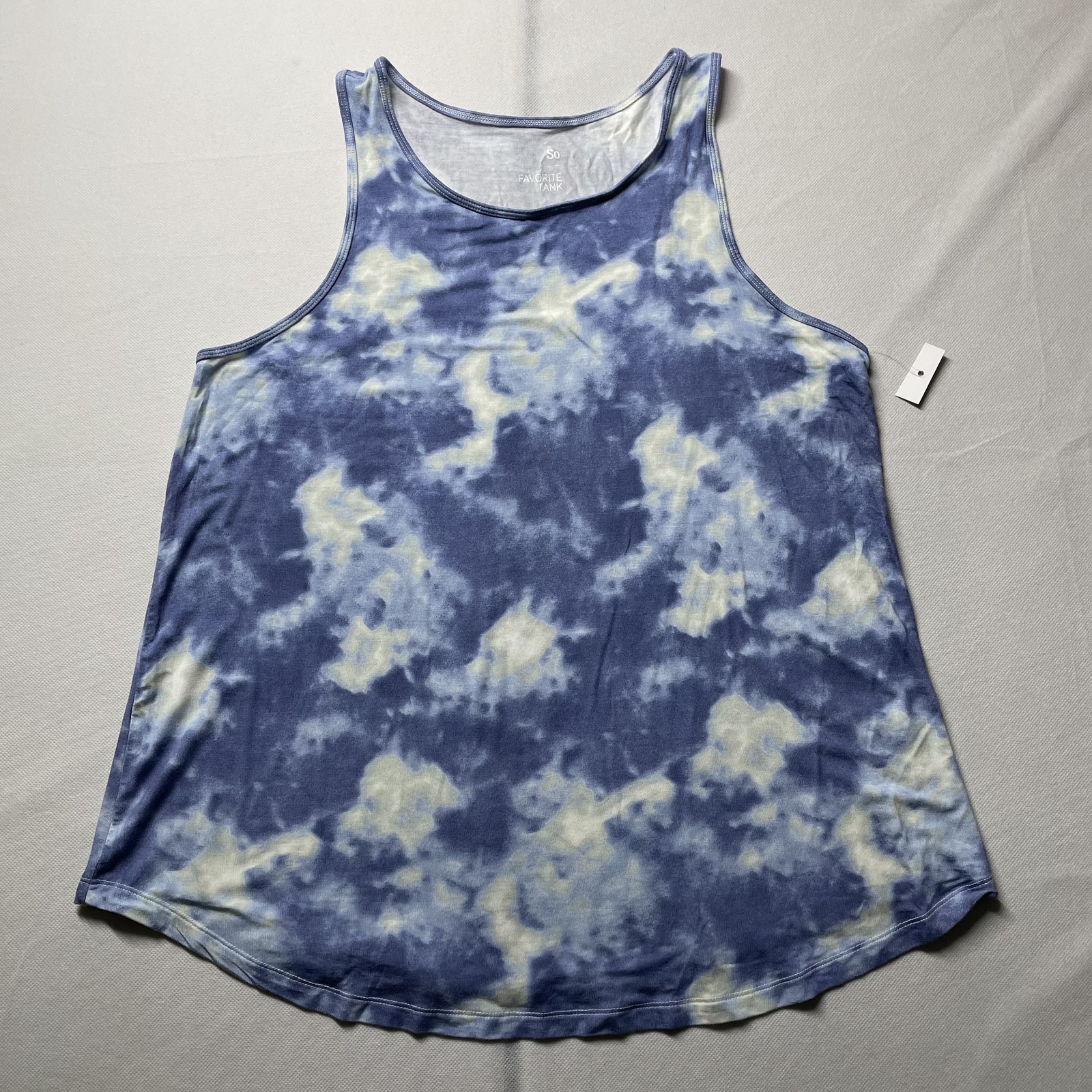 NWOT SO Favorite Tank Blue Tie Dye Sleeveless Racerback Tank Top Size L