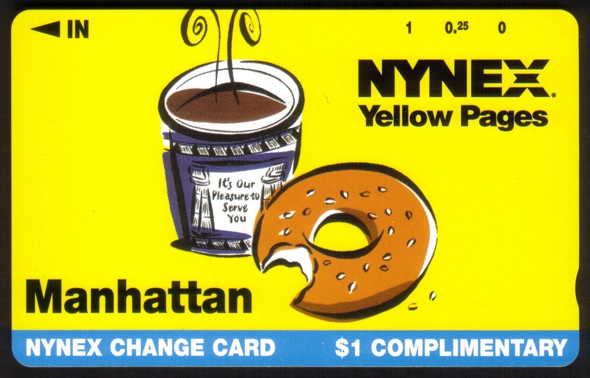 $1. Comp. NYNEX Yellow Pages (Coffee & Donut) - PROTOTYPE Phone Card
