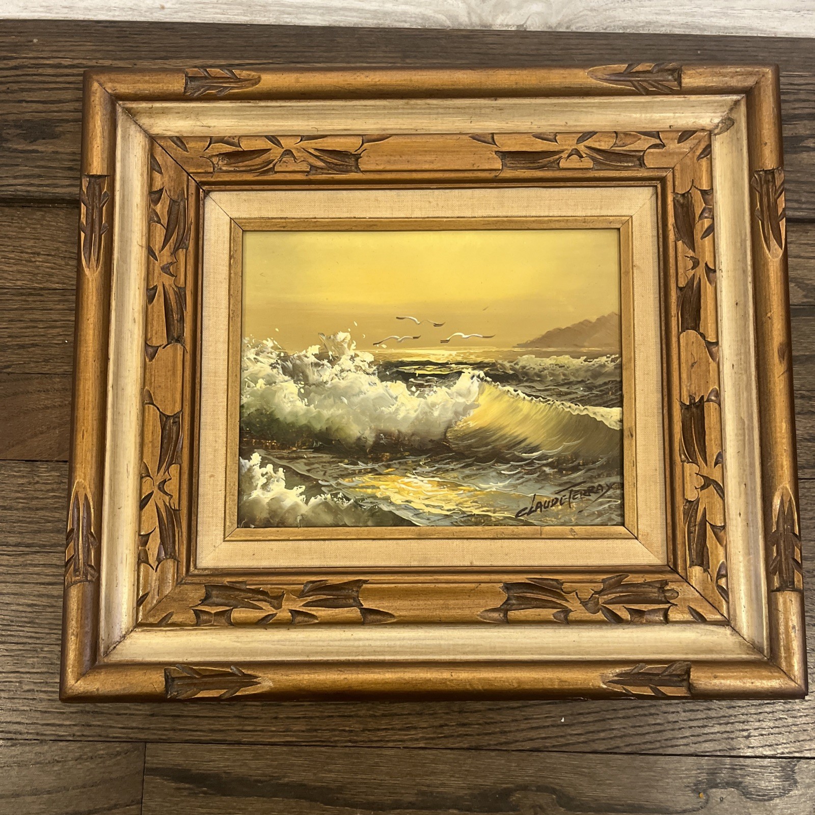 Vntg Claude Terray Seascape Crashing Waves OIL ON CANVAS PAINTING 8\ Vntg Claude Terray Seascape Crashing Waves OIL ON CANVAS PAINTING 8\