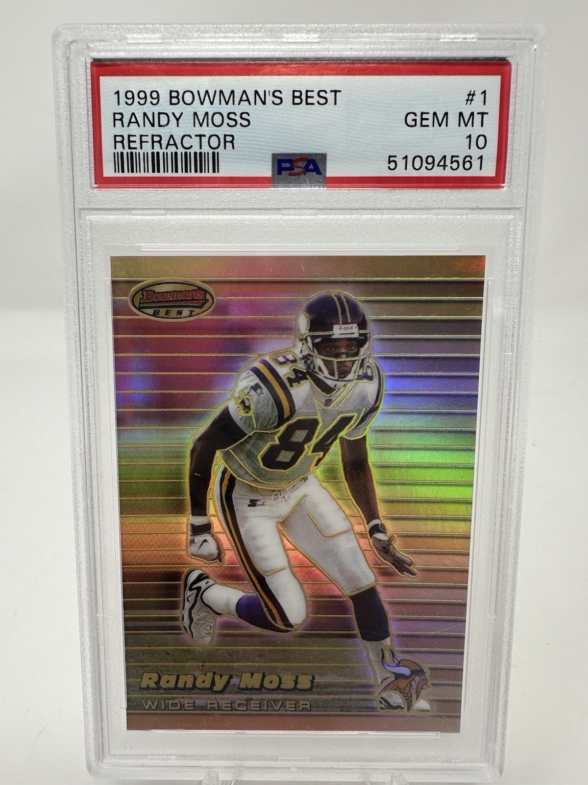 1999 BOWMAN\'S BEST REFRACTOR #1 RANDY MOSS /400 PSA 10 Pop 7 Vikings HoF
