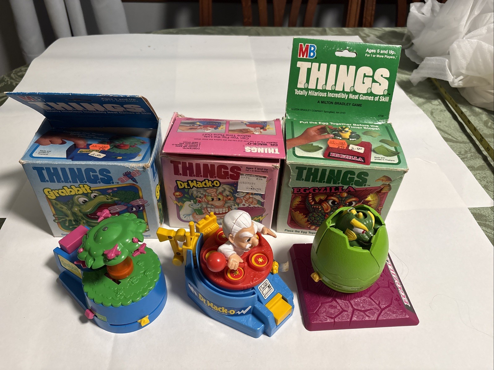 VTG 1986 THINGS Milton Bradley Lot, 3 Games, Grabbit, Dr Wacko, Eggzilla W/boxes