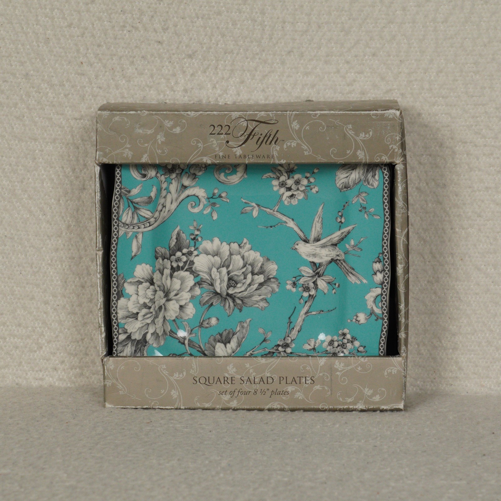 222 Fifth Adelaide Turquoise Square Salad Plates 8.5\