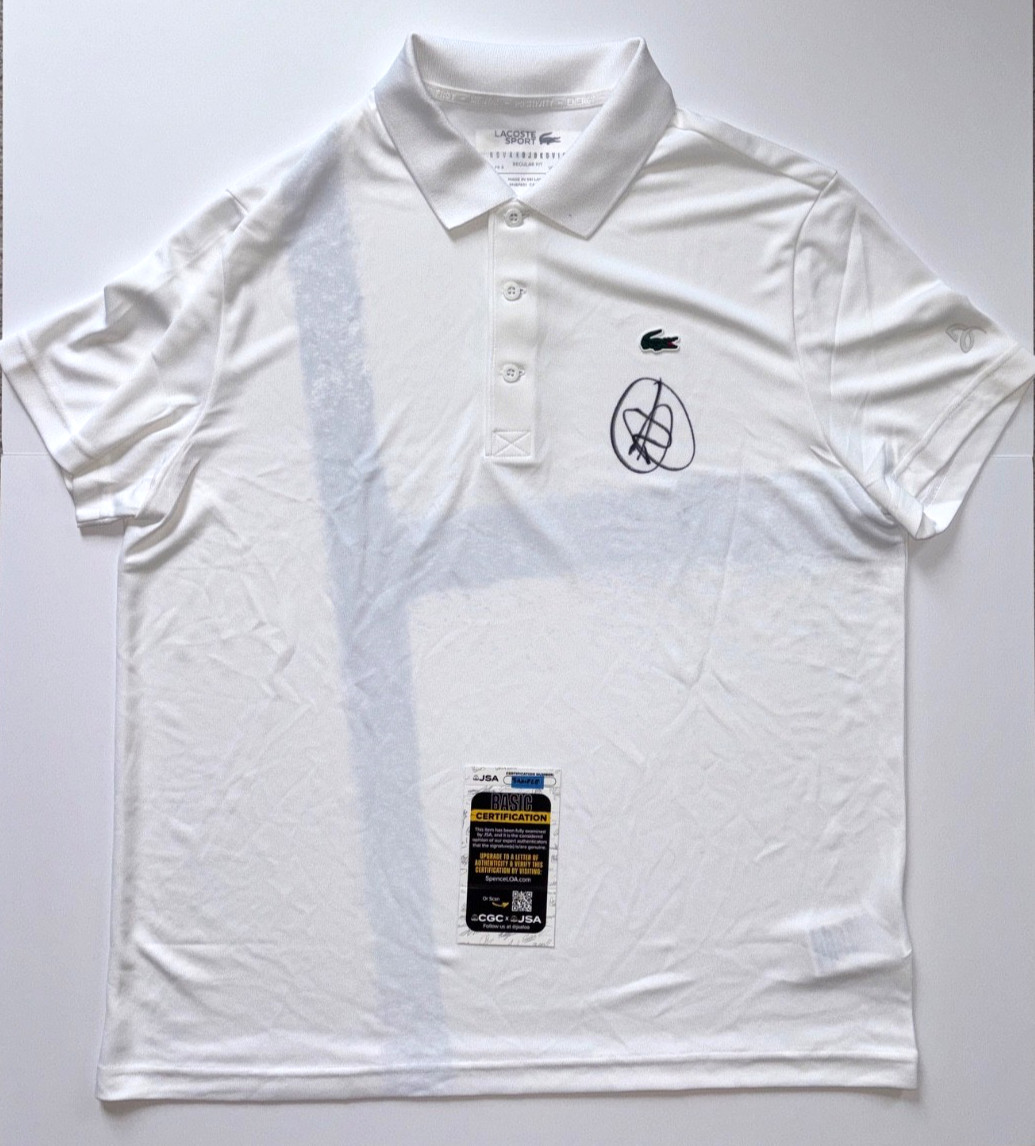 NOVAK DJOKOVIC SIGNED LACOSTE TENNIS POLO SHIRT GRAND SLAM OLYMPIC CHAMPION JSA