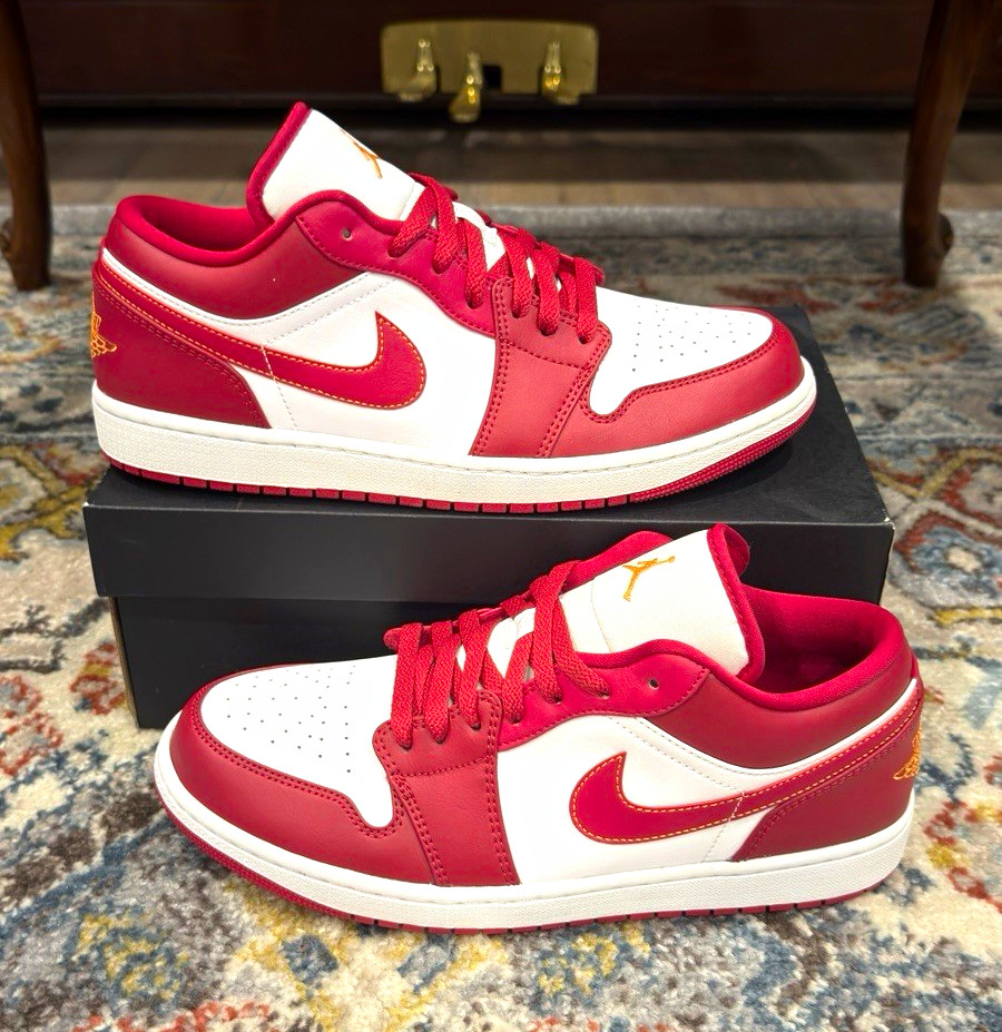 Jordan Air Jordan 1 Low Cardinal Red White Men\'s 10.5 2022 553558-607 Jordan Air Jordan 1 Low Cardinal Red White Men\'s 10.5 2022 553558-607