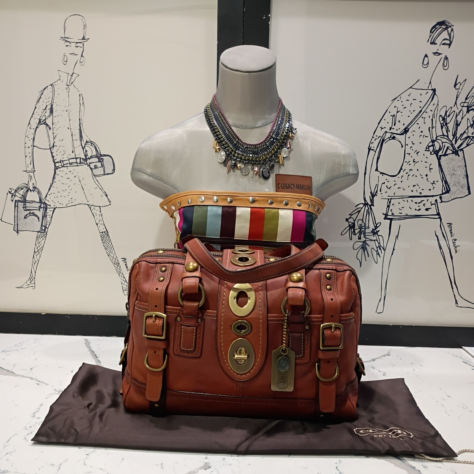 COACH VTG 65TH ANNIVERSARY XL GIGI SATCHEL WHISKEY VACHETTA LEATHER 11150 HTF