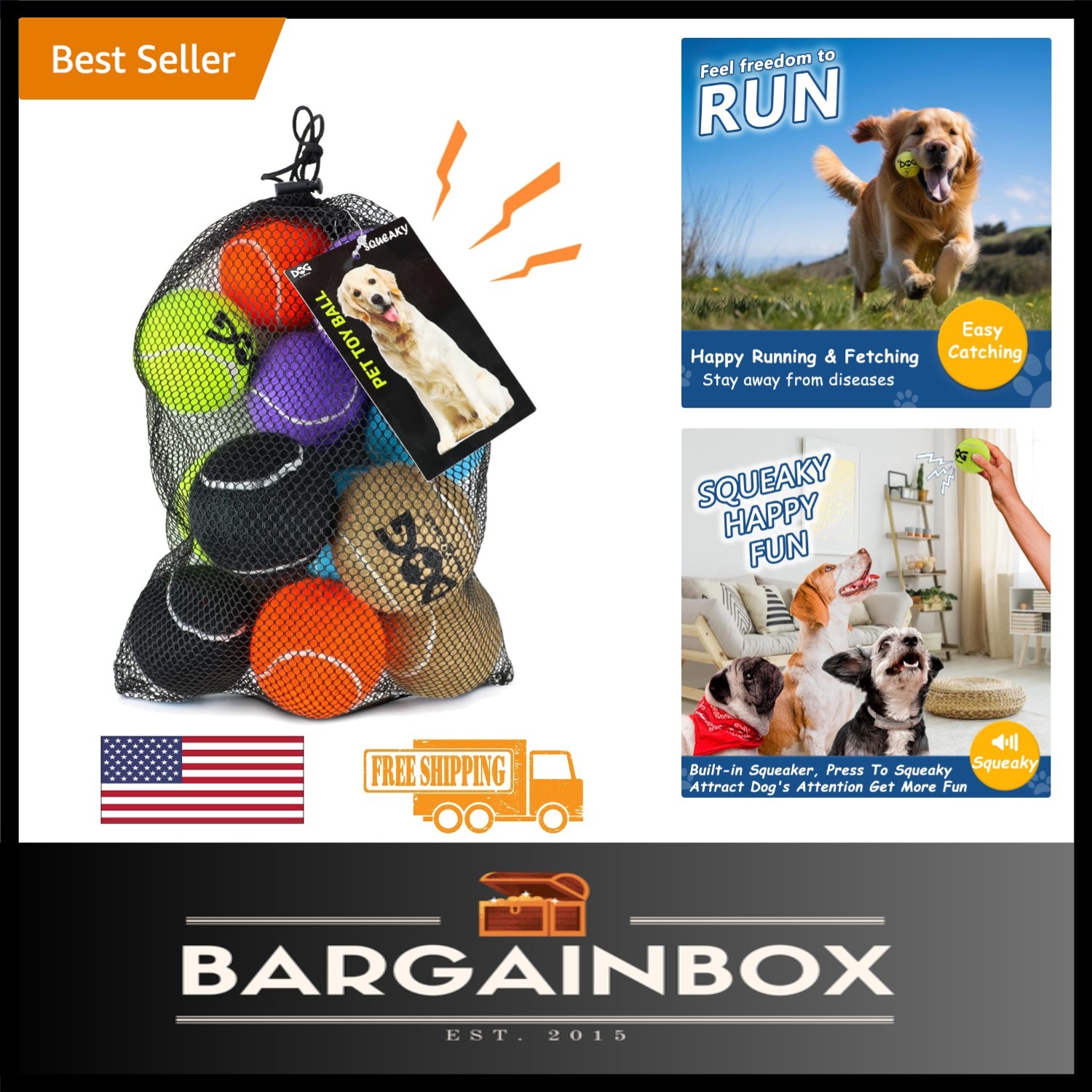Vibrant 12 Count Non-Toxic Squeaky Balls for Dogs - Perfect for Indoor & Outdoor Vibrant 12 Count Non-Toxic Squeaky Balls for Dogs - Perfect for Indoor & Outdoor