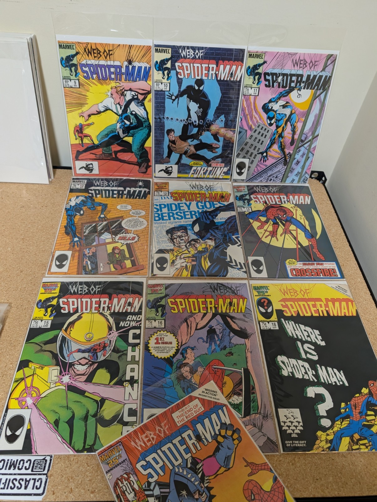 Web of Spider-Man 9 10 11 12 13 14 15 16 17 18 1st Cameo Eddie Brock Marvel 1986