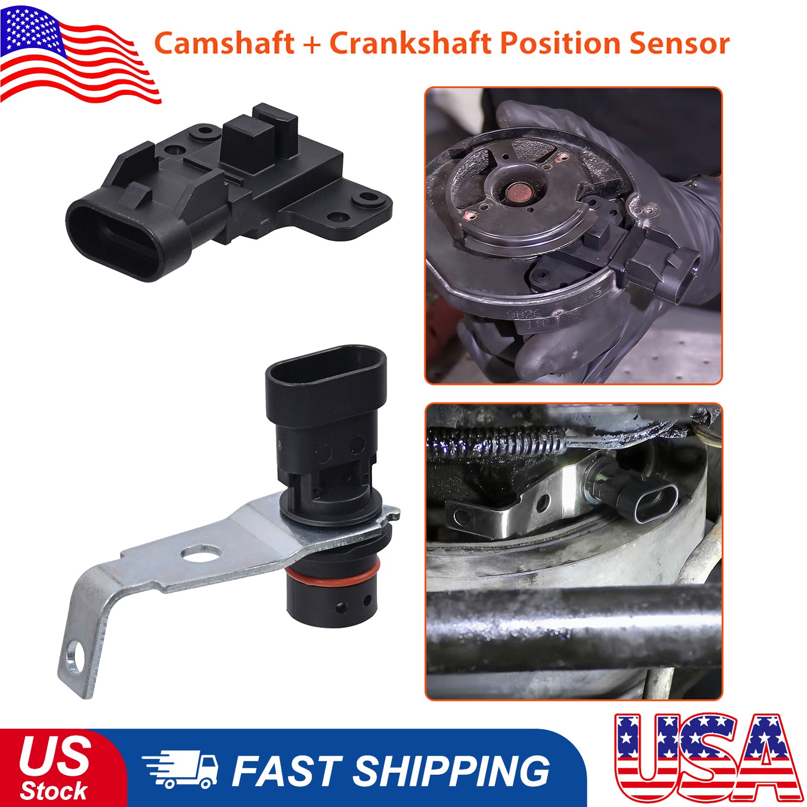 2Pcs Camshaft & Crankshaft Position Sensor for Chevy Silverado C/K 1500 GMC OHV