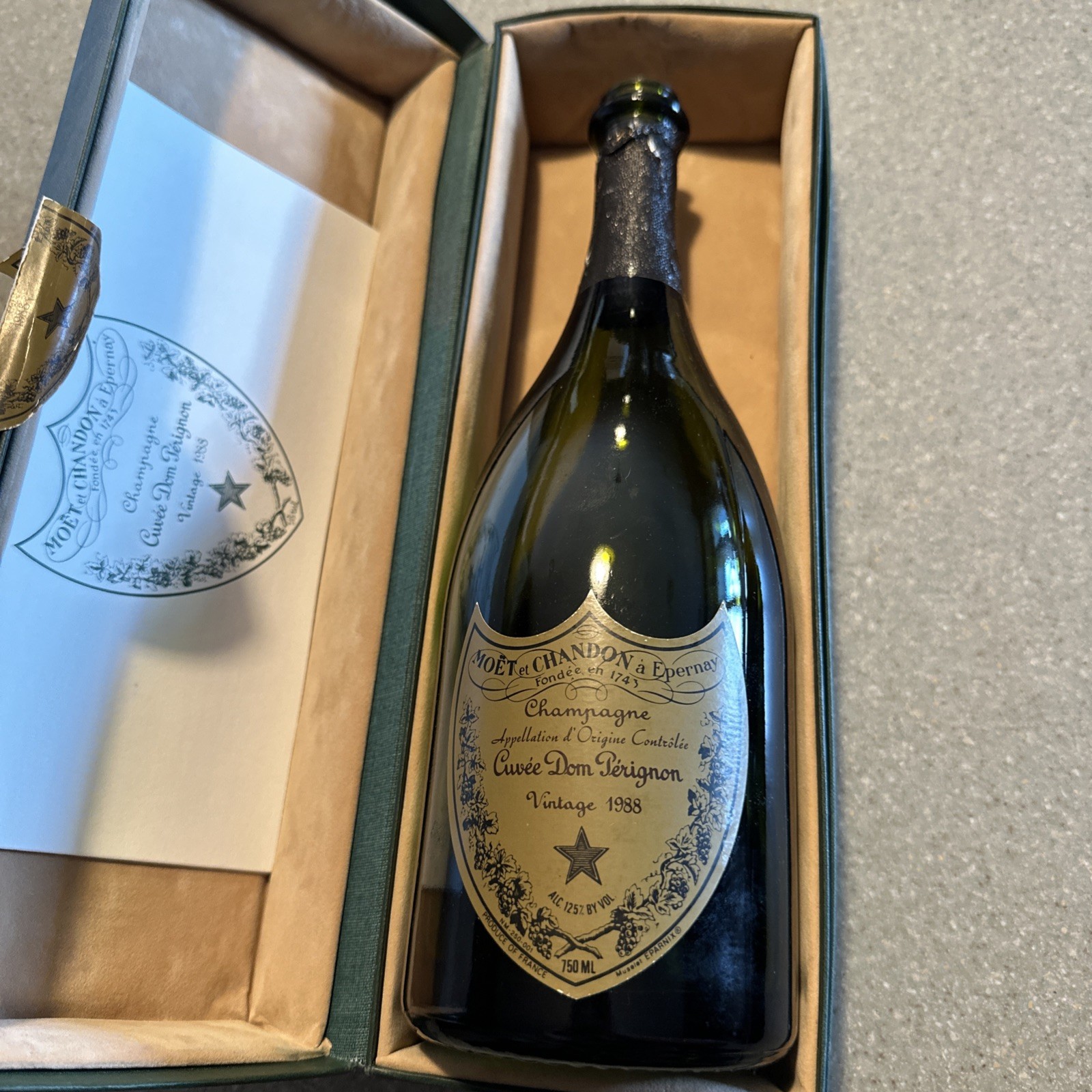 Cuvee Dom Perignon Vintage 1988 EMPTY Bottle with Original Box & Book