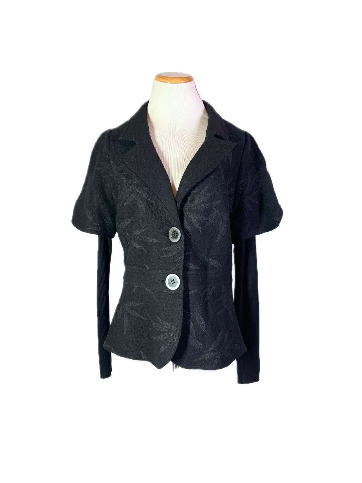 Picadilly Fashions Size S Layered Look Jacket Boiled Wool Black