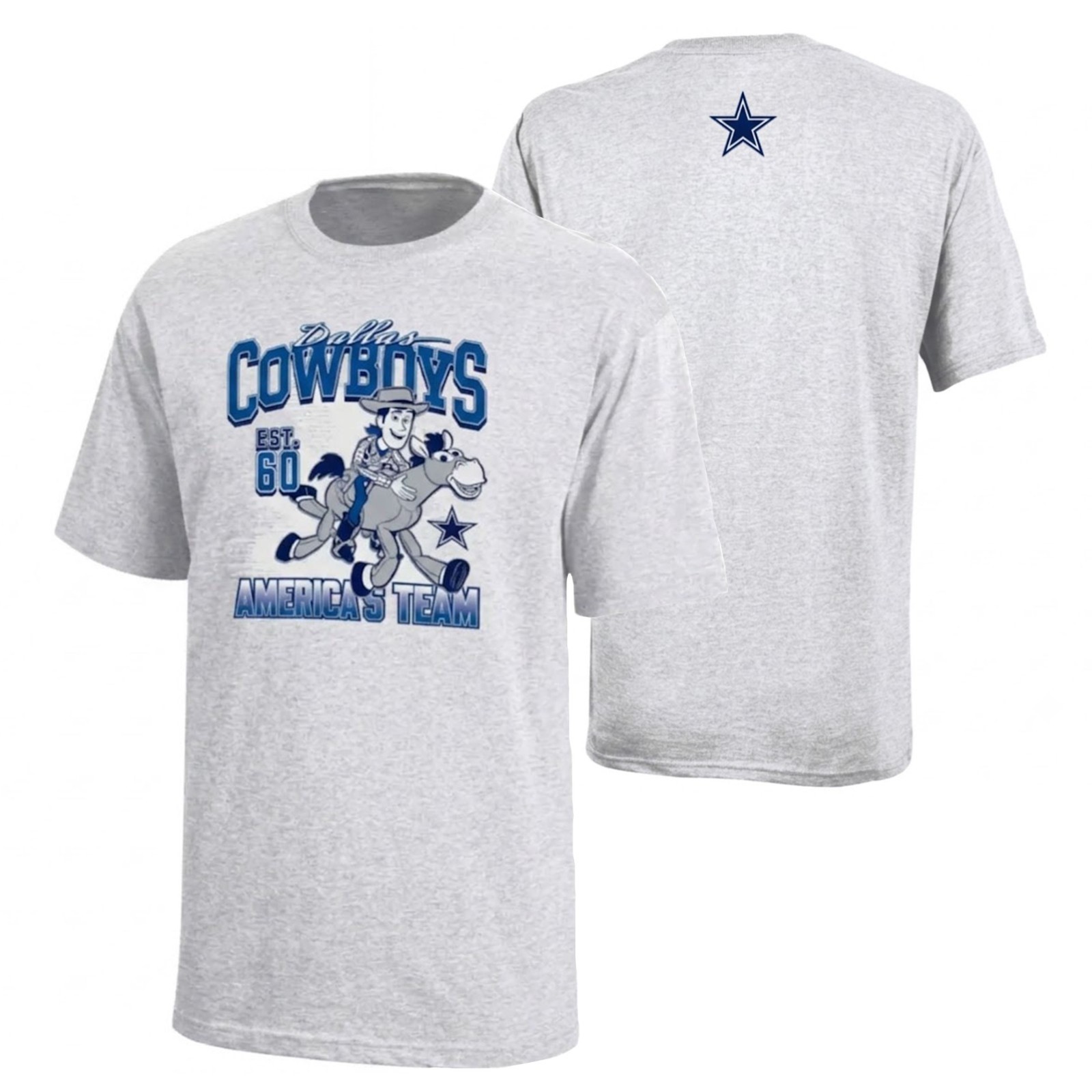 Woody and Bullseye – Dallas Cowboys T-Shirt Ash Grey – Disney Champion S-5XL Woody and Bullseye – Dallas Cowboys T-Shirt Ash Grey – Disney Champion S-5XL