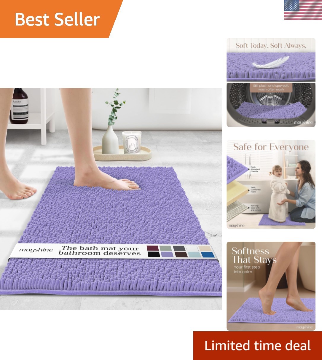 Large Plush Shaggy Chenille Bath Mat 39\