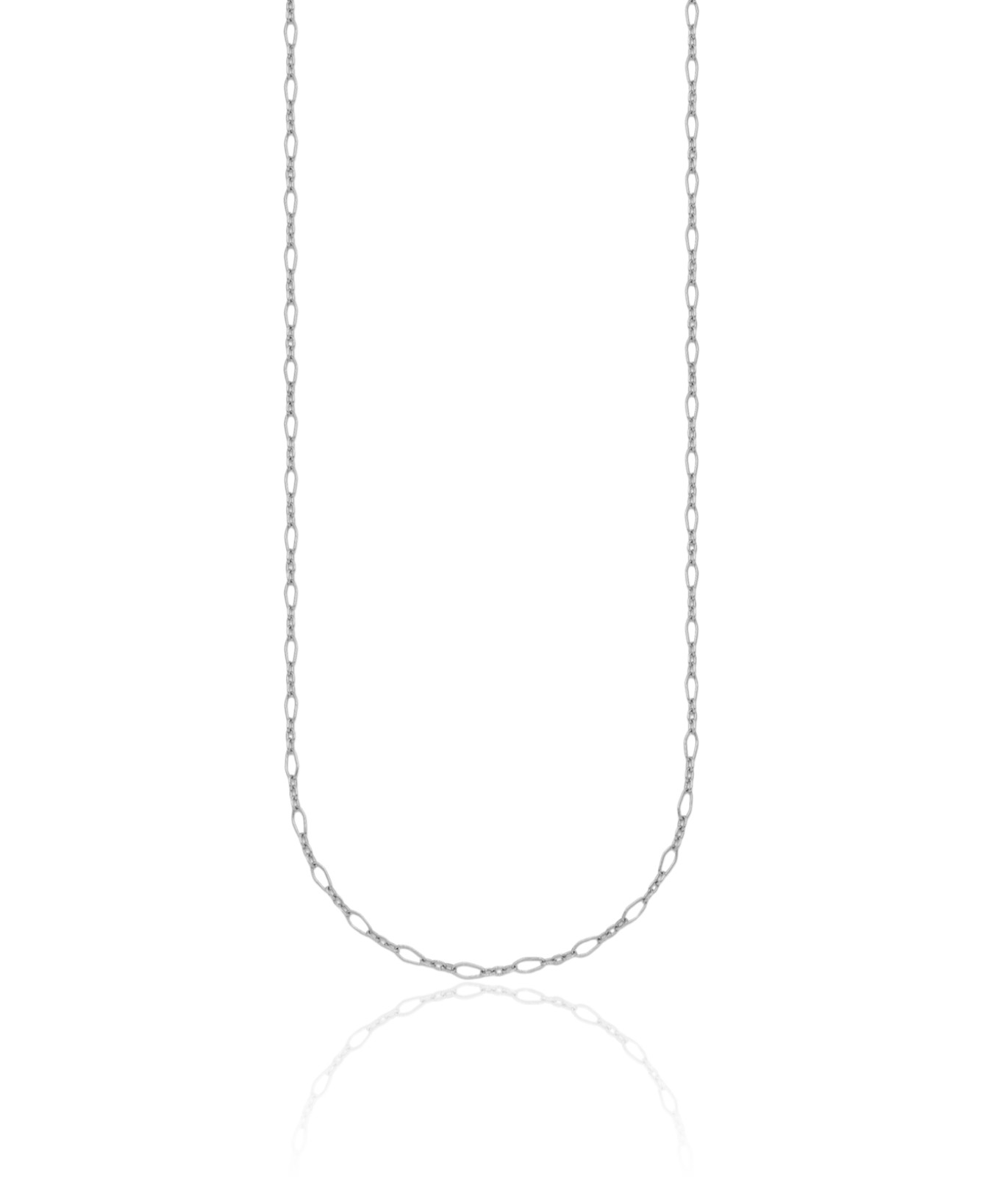 Platinum 2.4mm Thin Oval Link Cable Chain Necklace Diamond Cut, Polished