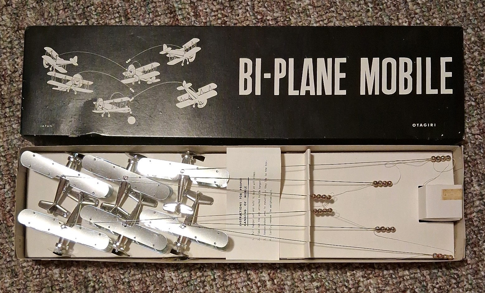 Vtg Otagiri Bi-Plane Hanging Mobile 16/99 Made In Japan Original New Open Box Vtg Otagiri Bi-Plane Hanging Mobile 16/99 Made In Japan Original New Open Box