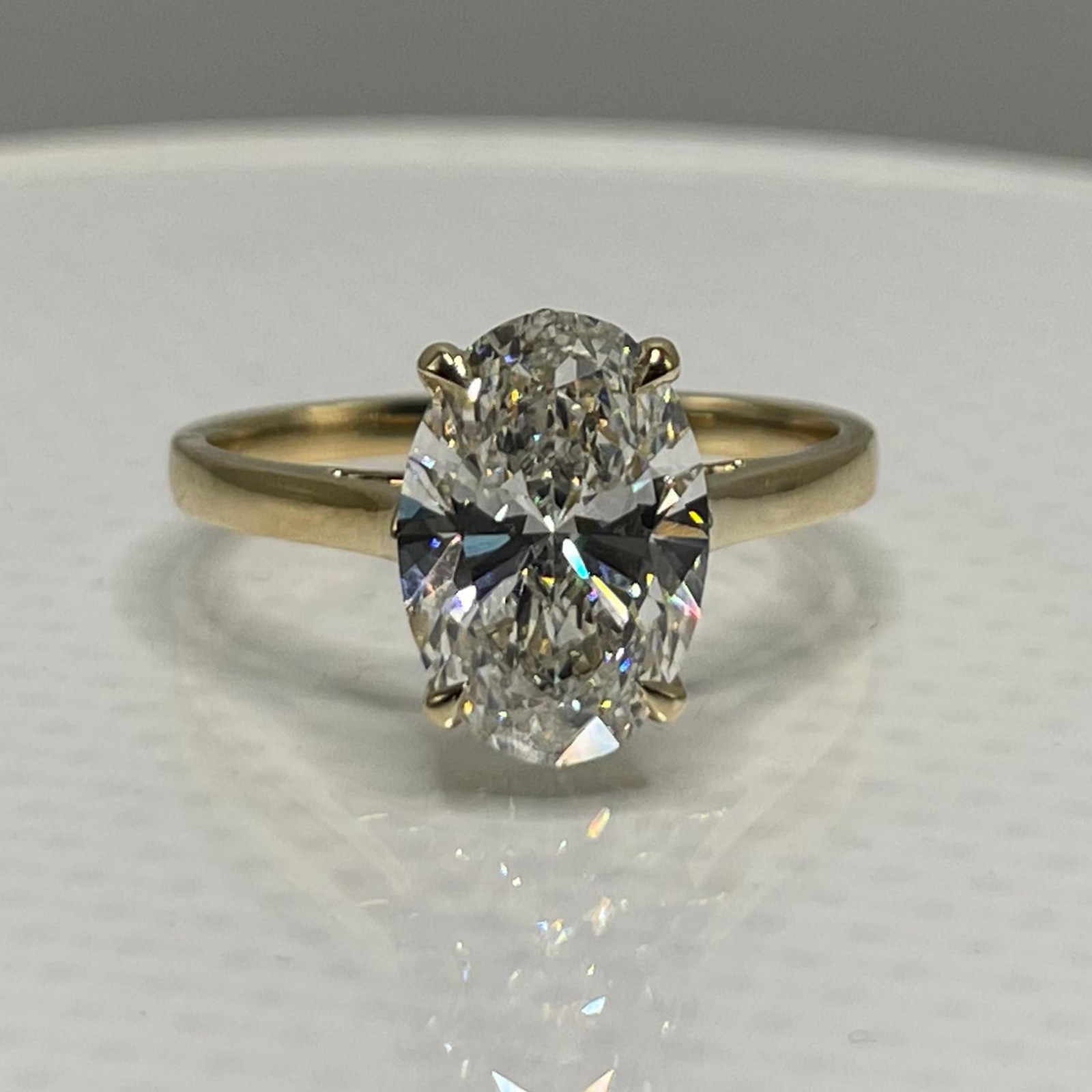 2.50 Ct Oval Solitaire 14k Yellow Lab Grown Diamond Ring IGI Certified