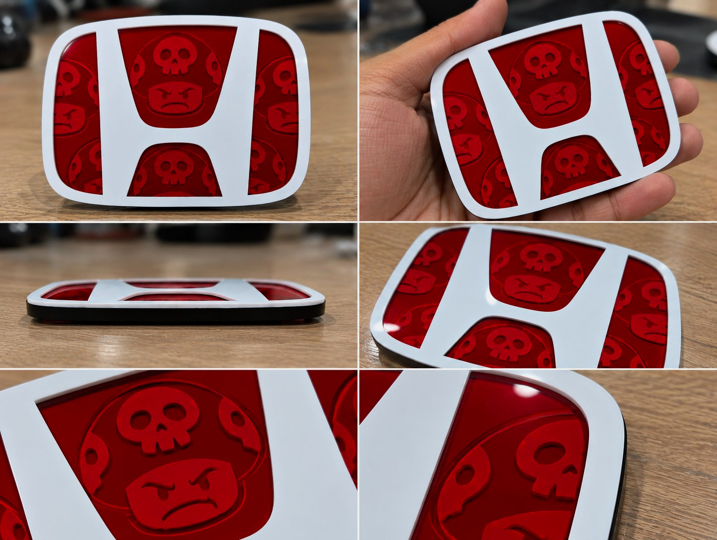 Emblema Honda H Personalizado Rojo & Blanco | 2008-2017 Emblema Honda H Personalizado Rojo & Blanco | 2008-2017