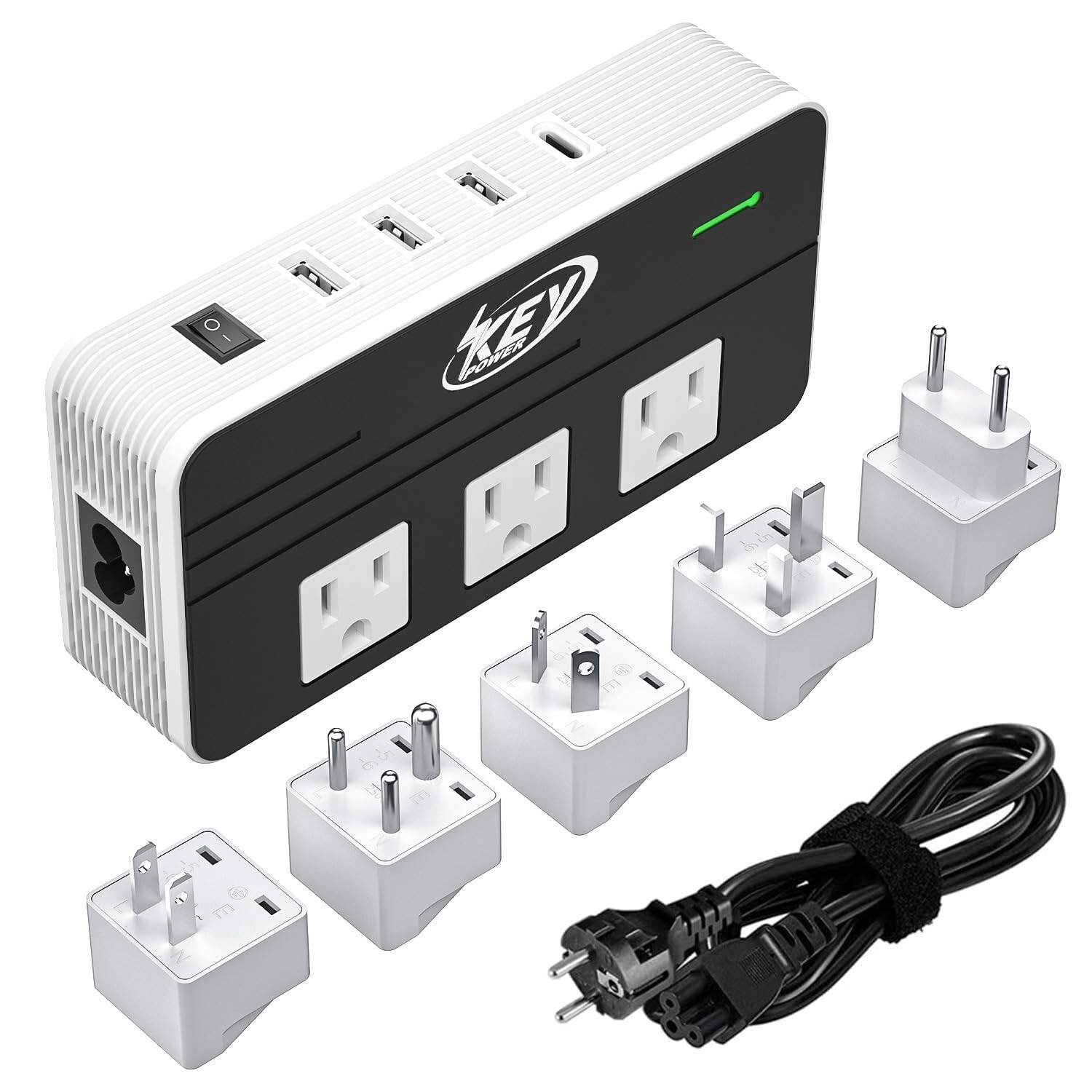 Universal 230W Step Down 220V to 110V travel voltage converter with USB C Ports