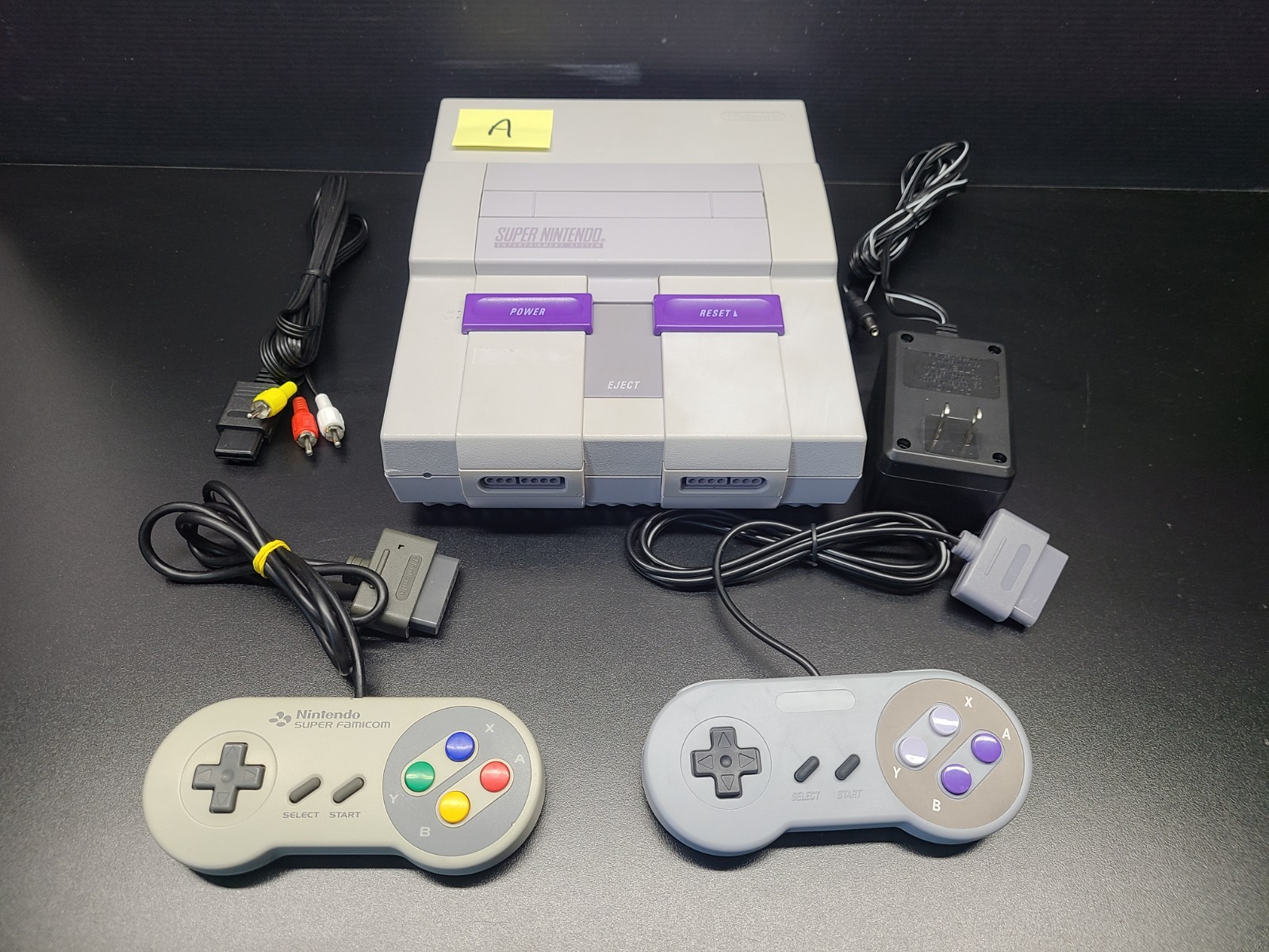 Super Nintendo SNES System Console With 2 Controllers, AC & A/V Cords, Mario opt