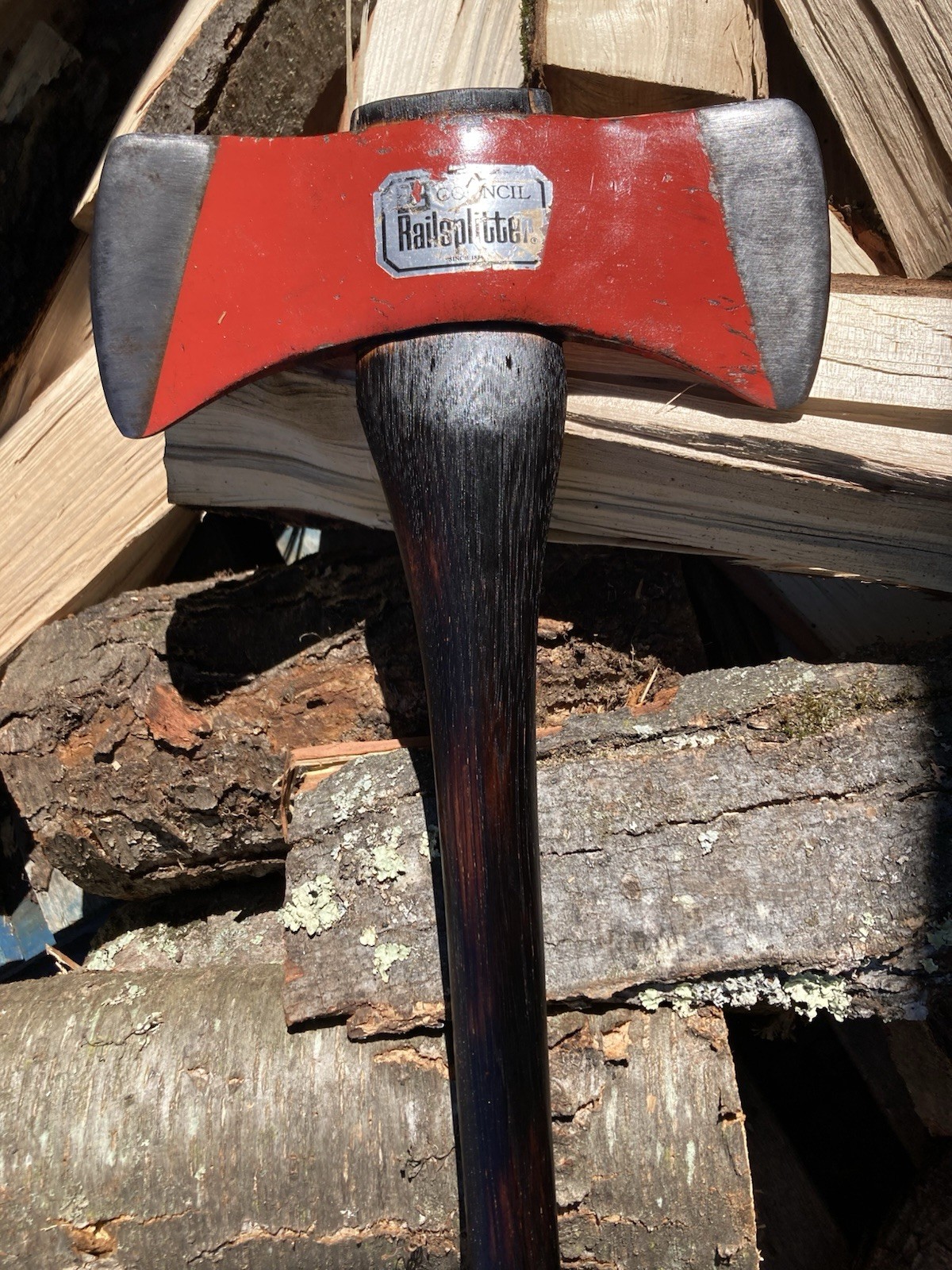 VintageCouncil Tool Railsplitter  double bit Axe Adirondack  new handle 32 “ .