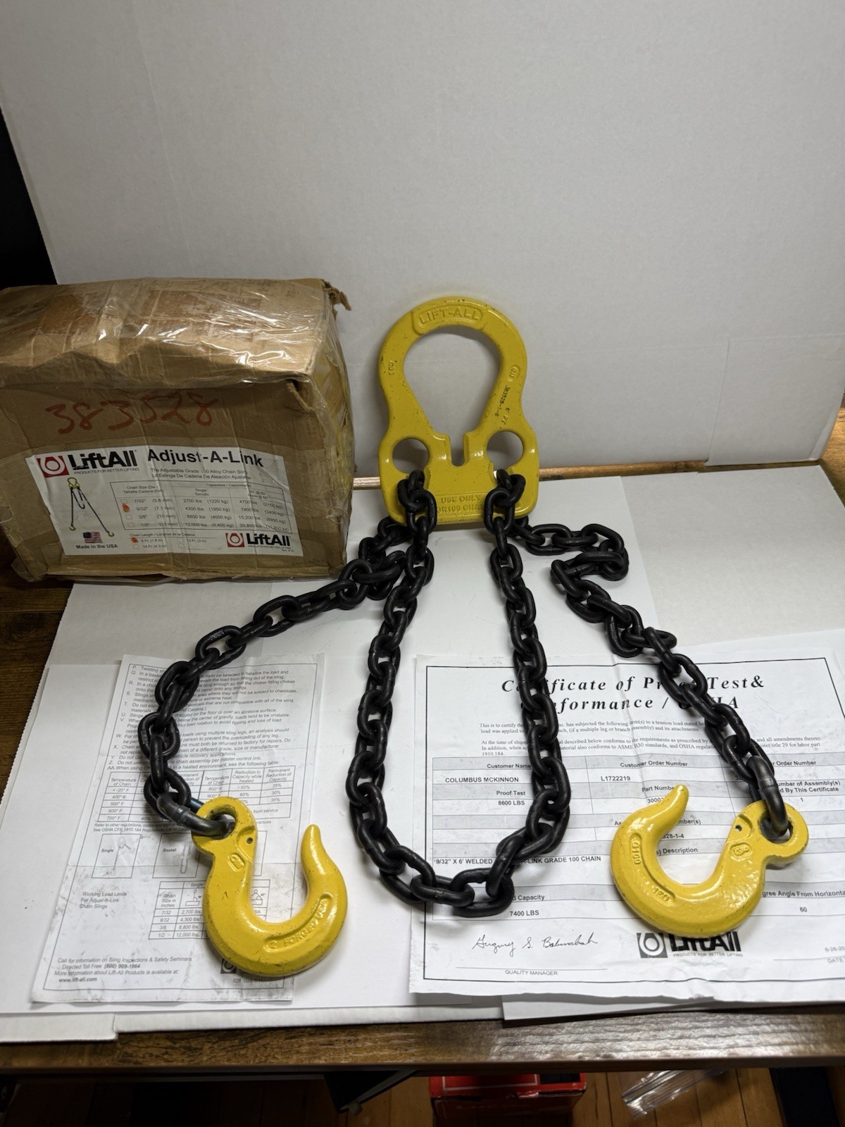 Lift-All 30003G10 Adjust-A-Link Chain Sling; Chain Sling 6 Ft. Long 9/32