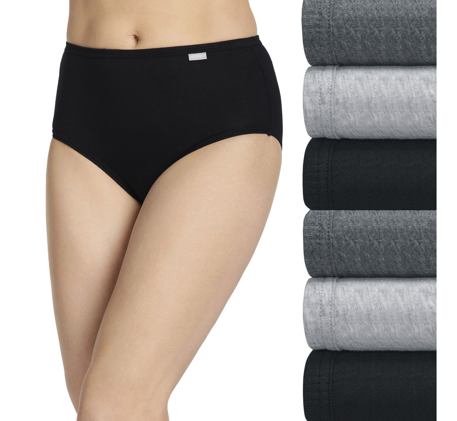 Women\'s Jockey 6 -Pack Briefs (GRAY ASST) 100% Cotton Comfort Classic Underwear