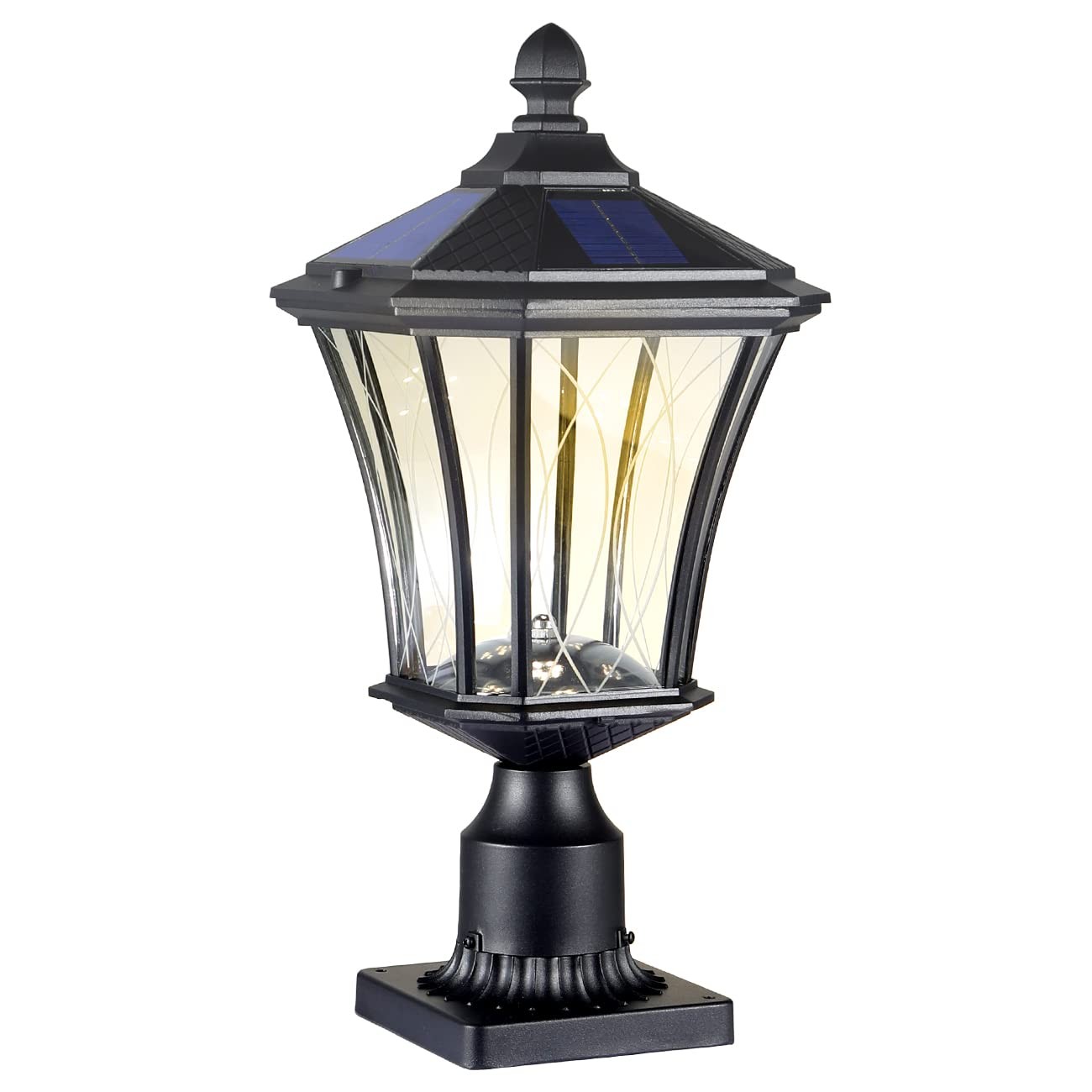 SCNYCUL 6735 Solar Post Lights Dusk to Dawn Pier Mount Base Black