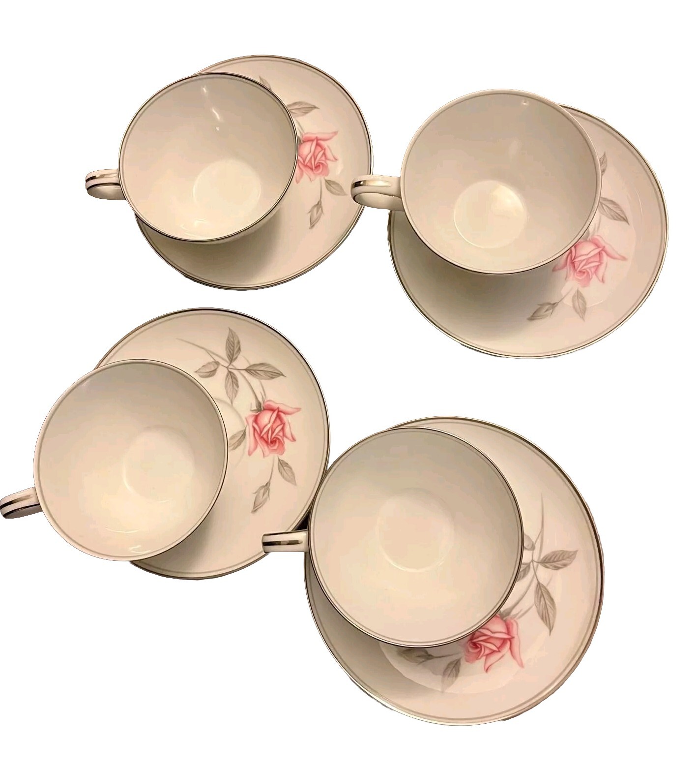 Noritake Rosemarie #6044 8Pc Tea/Coffee Set Cup and Saucer, 8oz Capacity Noritake Rosemarie #6044 8Pc Tea/Coffee Set Cup and Saucer, 8oz Capacity