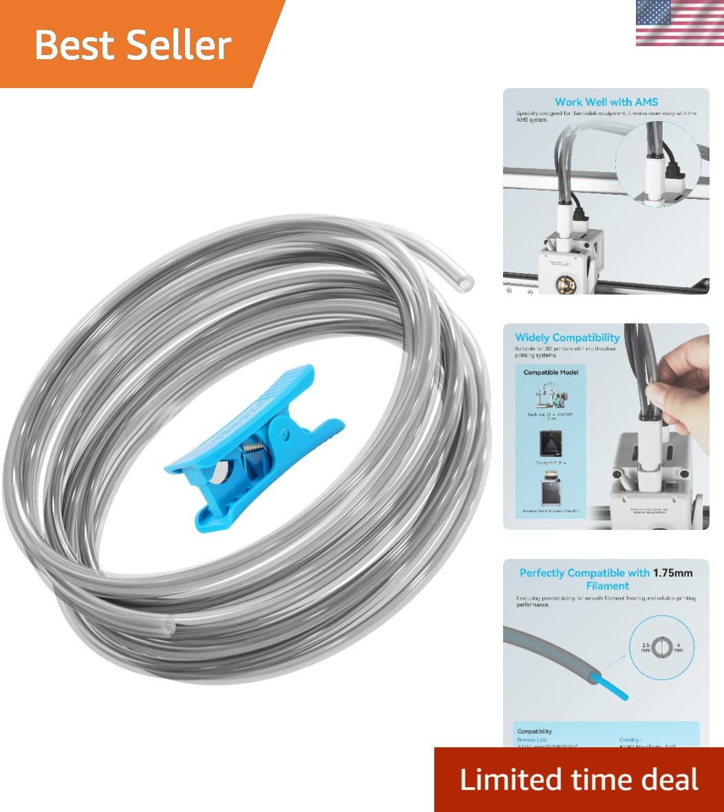 Ultra-Smooth PTFE Tube for 1.75mm filament with Cutter for Extruder,2.5mm IDx... Ultra-Smooth PTFE Tube for 1.75mm filament with Cutter for Extruder,2.5mm IDx...