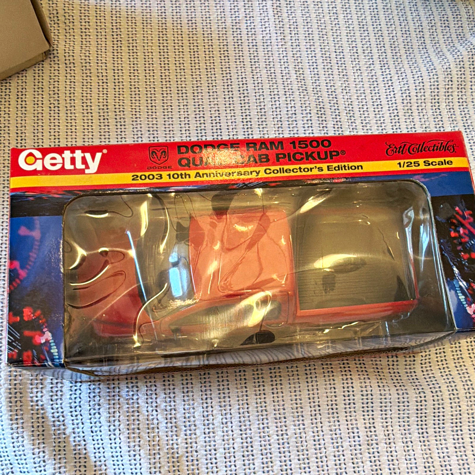 Ertl Collectibles 1:25 2003 Dodge Ram 1500 Quad Cab Getty Red Diecast, NIB