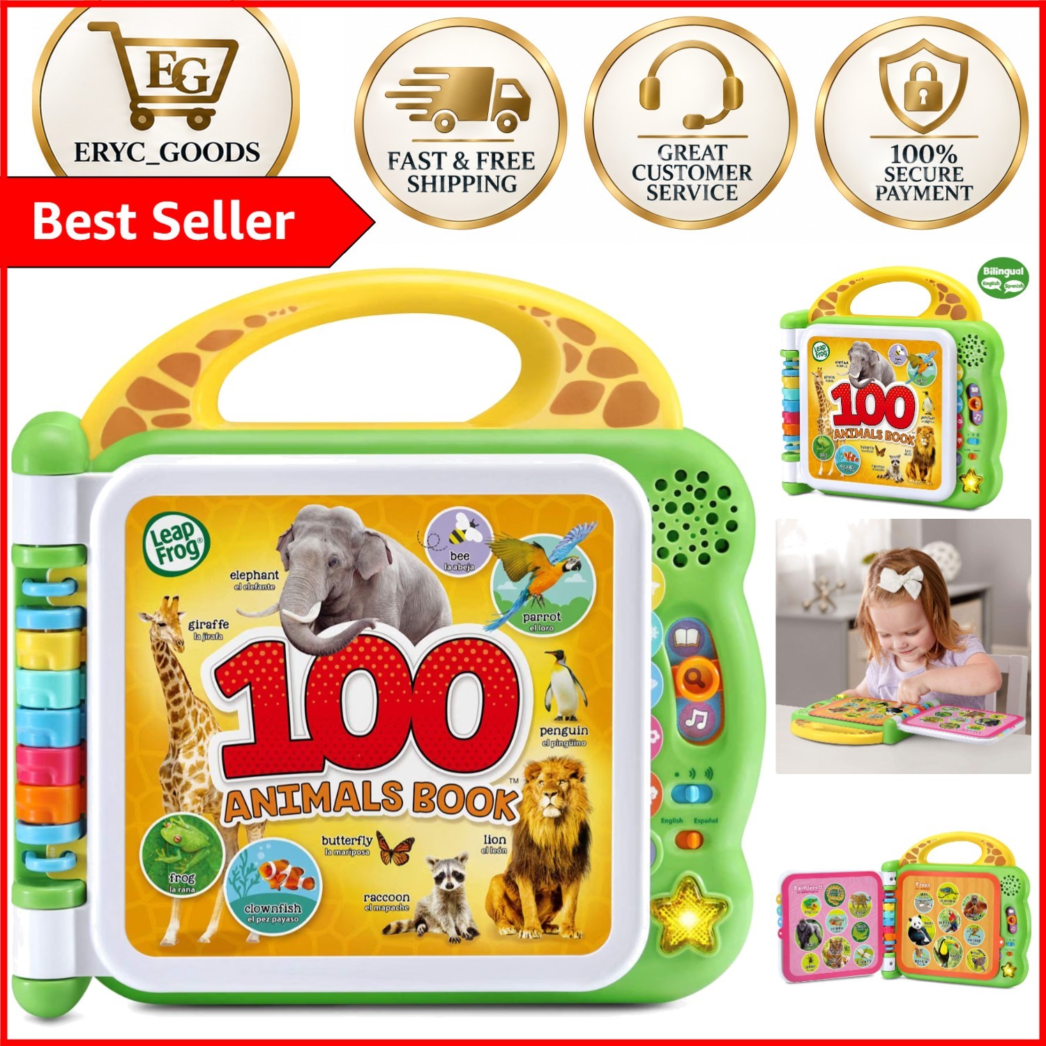 Leapfrog Interactive 100 Animals Book - Bilingual Fun for Toddlers 18+ Leapfrog Interactive 100 Animals Book - Bilingual Fun for Toddlers 18+