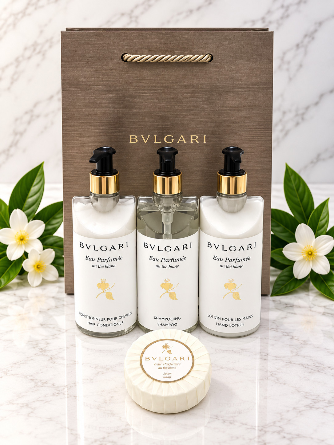 BVLGARI Shampoo,Conditioner,Hand Lotion Parfumee au the Blanc 10.1 Fl oz / 300ml
