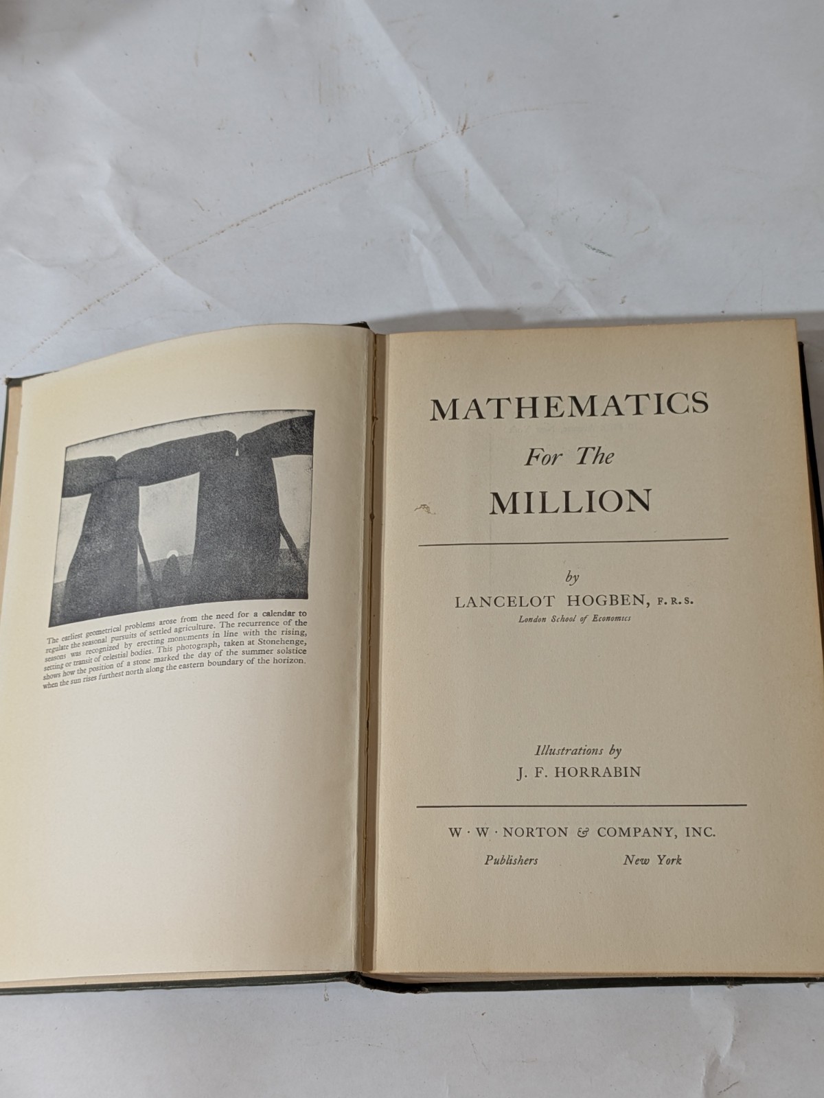 Mathematics for the Million by Lancelot Hogben - 1937 - 1st Edition Hardcover
