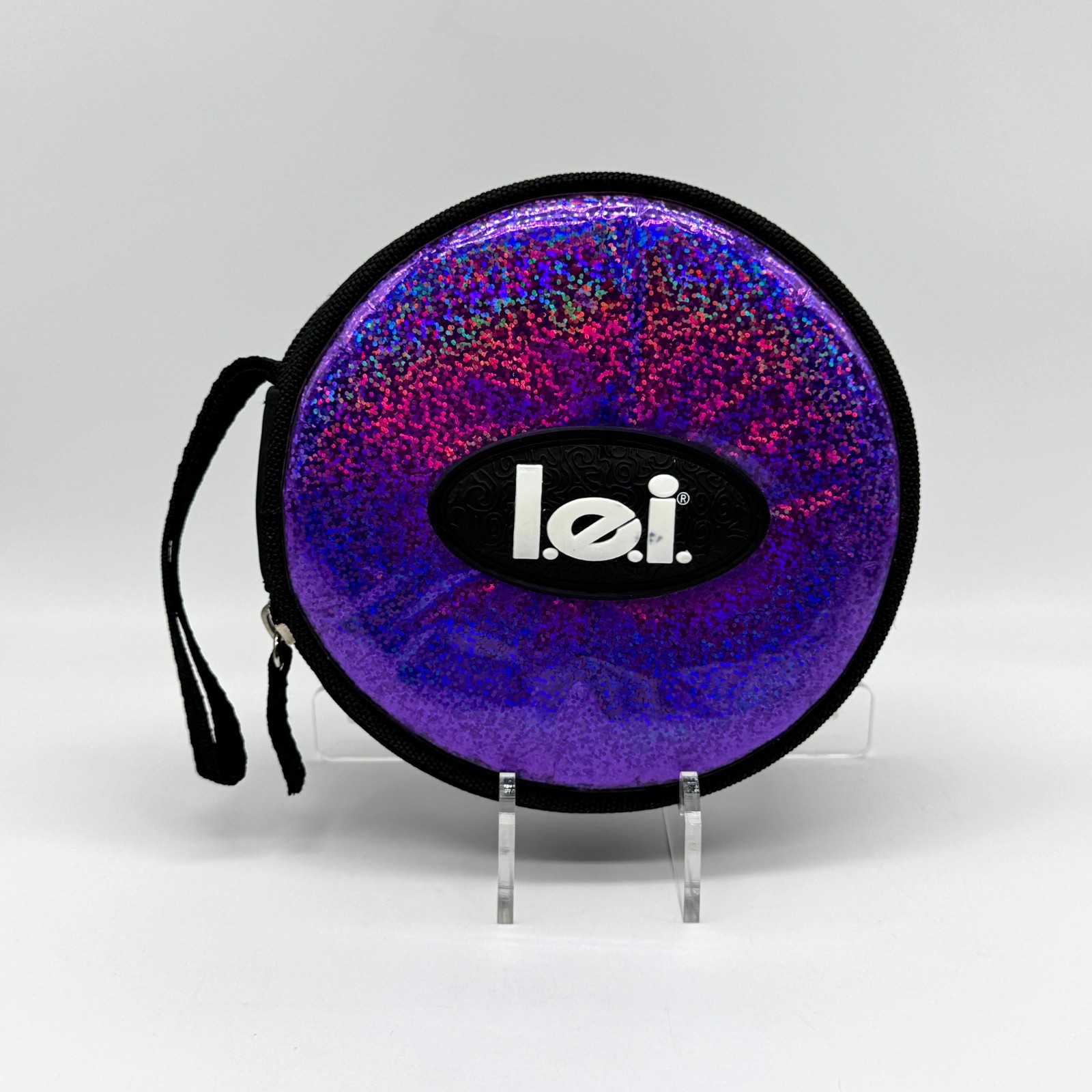 Vintage L.E.I. Retro CD 24 Disc Holder Purple Black Glittery 
