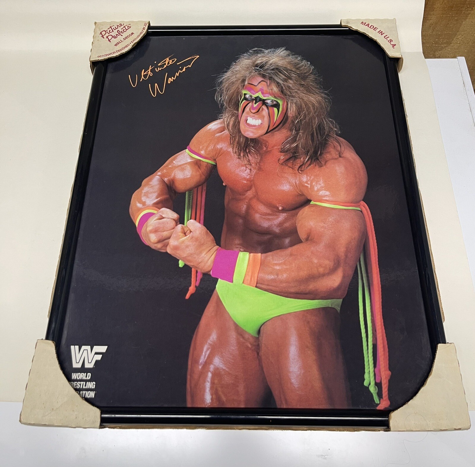 Vintage Ultimate Warrior framed picture WWF WWE NOS 21x17 Vintage Ultimate Warrior framed picture WWF WWE NOS 21x17