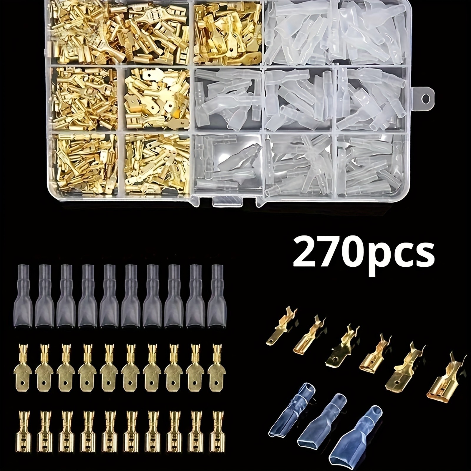 270Pcs Electrical Terminal Kit - Brass Connectors for Wire Wiring & Repairs 270Pcs Electrical Terminal Kit - Brass Connectors for Wire Wiring & Repairs