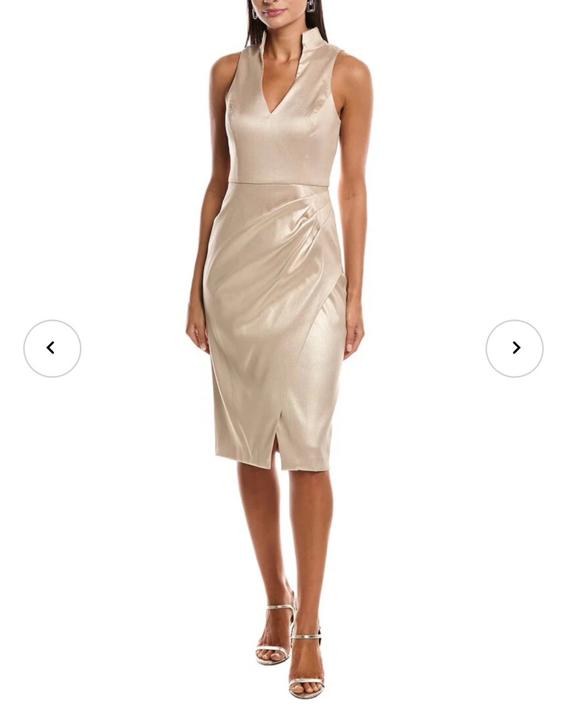 NWT Aidan Mattox Foiled Mikado Midi Dress Champ Gold Size 6 Adrianna Papell $250