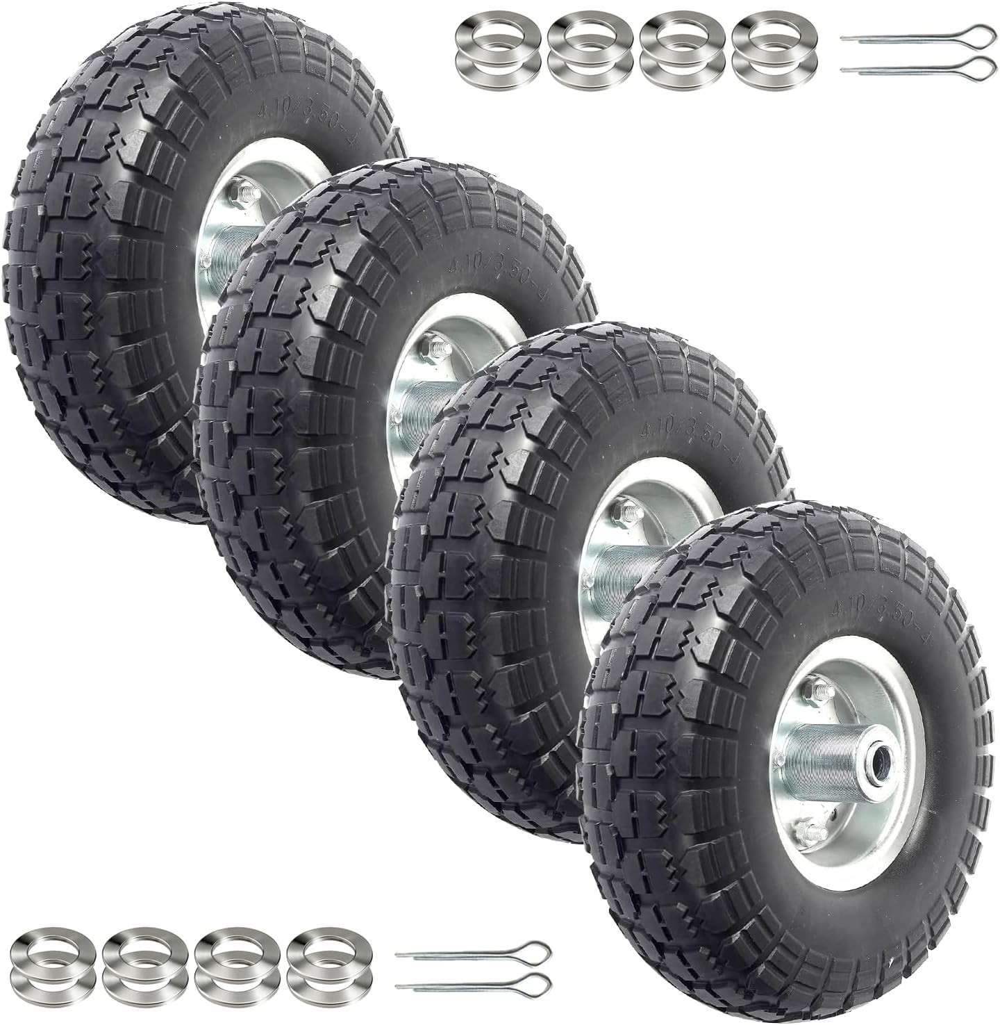 10-Inch Solid Rubber Tire Wheels - Replacement 4.10/3.50-4\