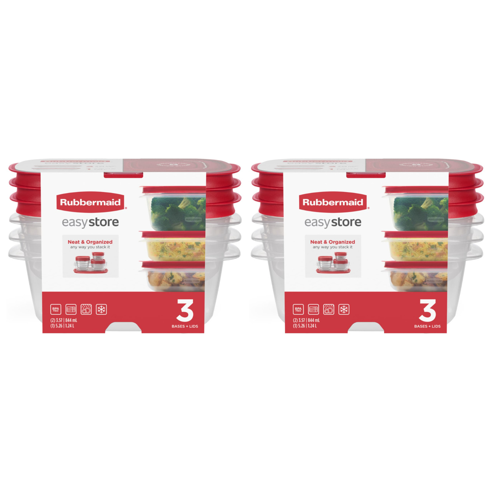 Rubbermaid EasyStore Rectangle Food Storage Containers with Lids 6 Pack