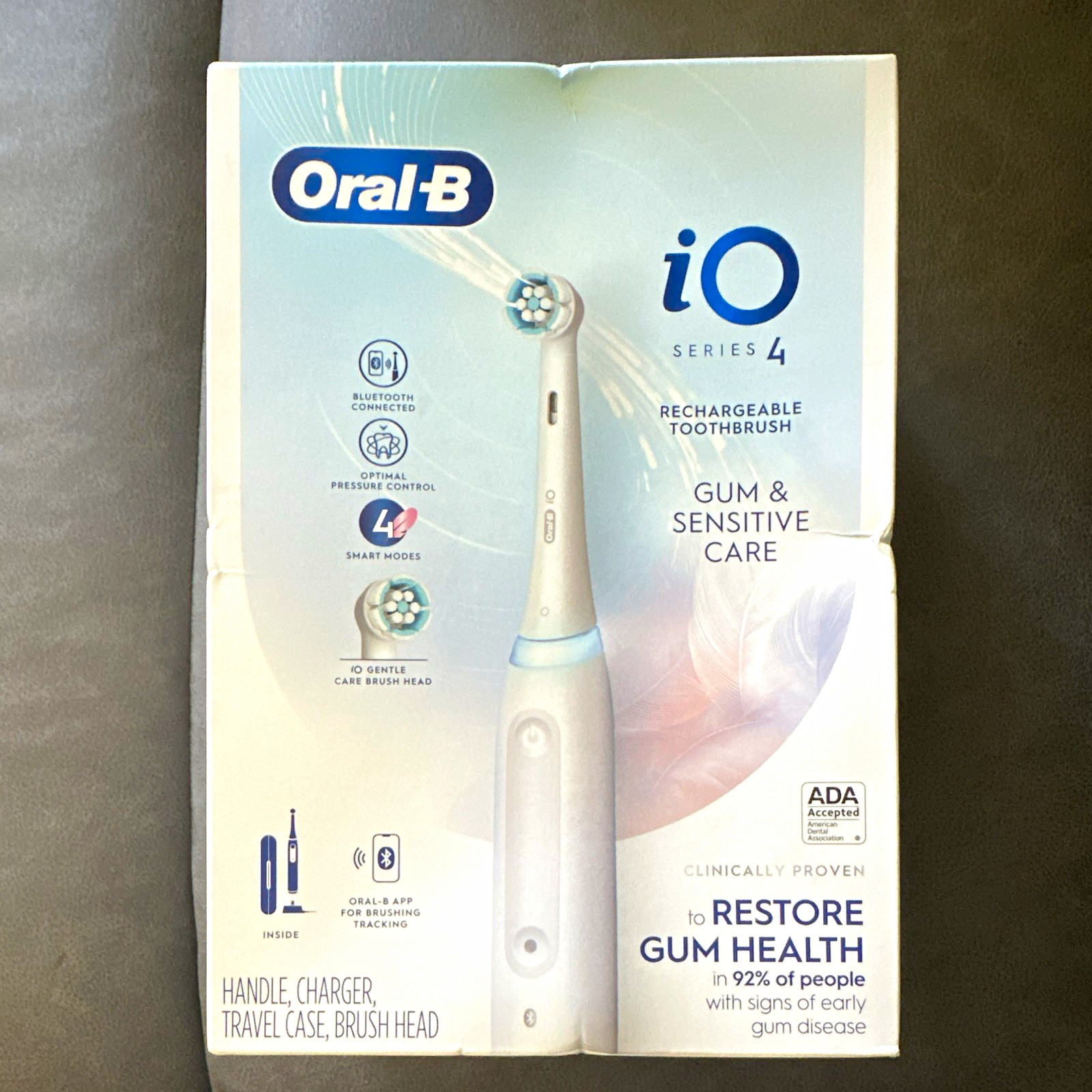 Oral-B iO Series 4 Electric Toothbrush White Rechargeable Bluetooth 4-Speed