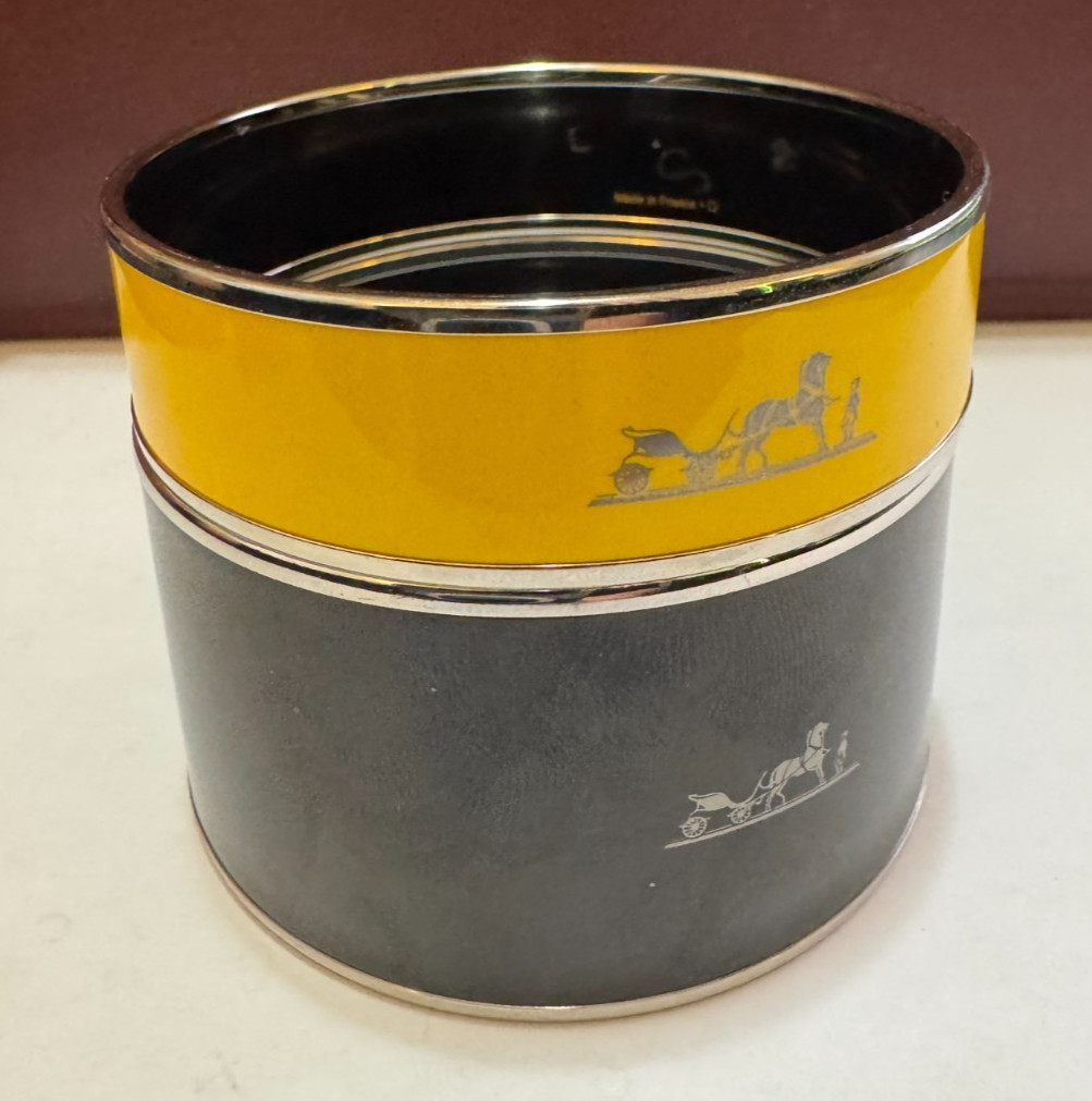 SET OF 2 - Genuine HERMES Enamel Bracelets - Yellow & Black - Read Details
